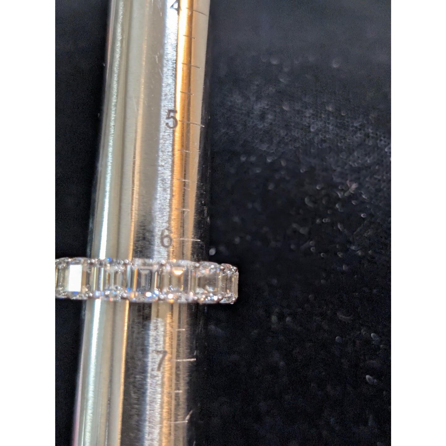 AB S925 Sterling Silver High Sparkle Baguette Full Circle CZ Ring Size 6.5