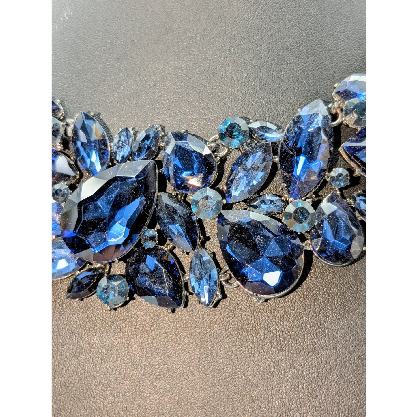 Large Blue Rhinestone Statement Necklace