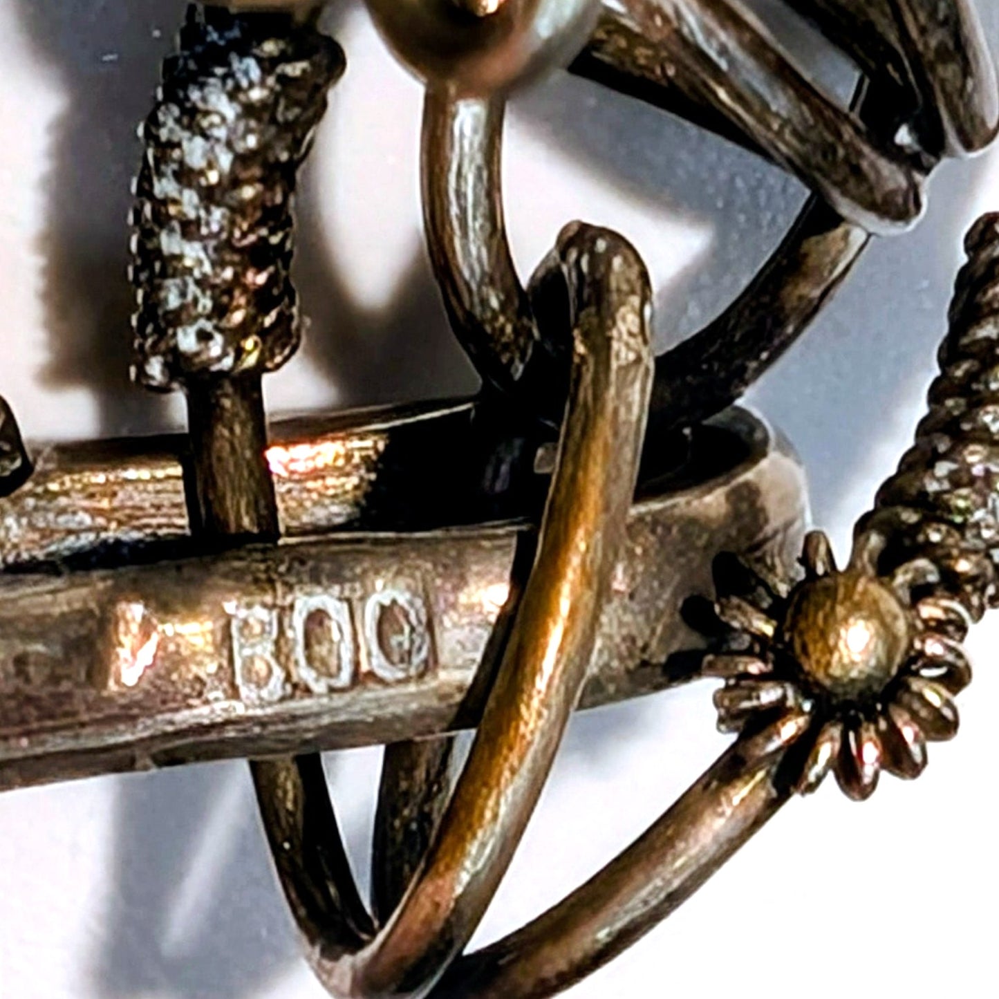 Antique Etruscan Revival 800 Silver Ornate Multi-Stone Charm Fob Bracelet
