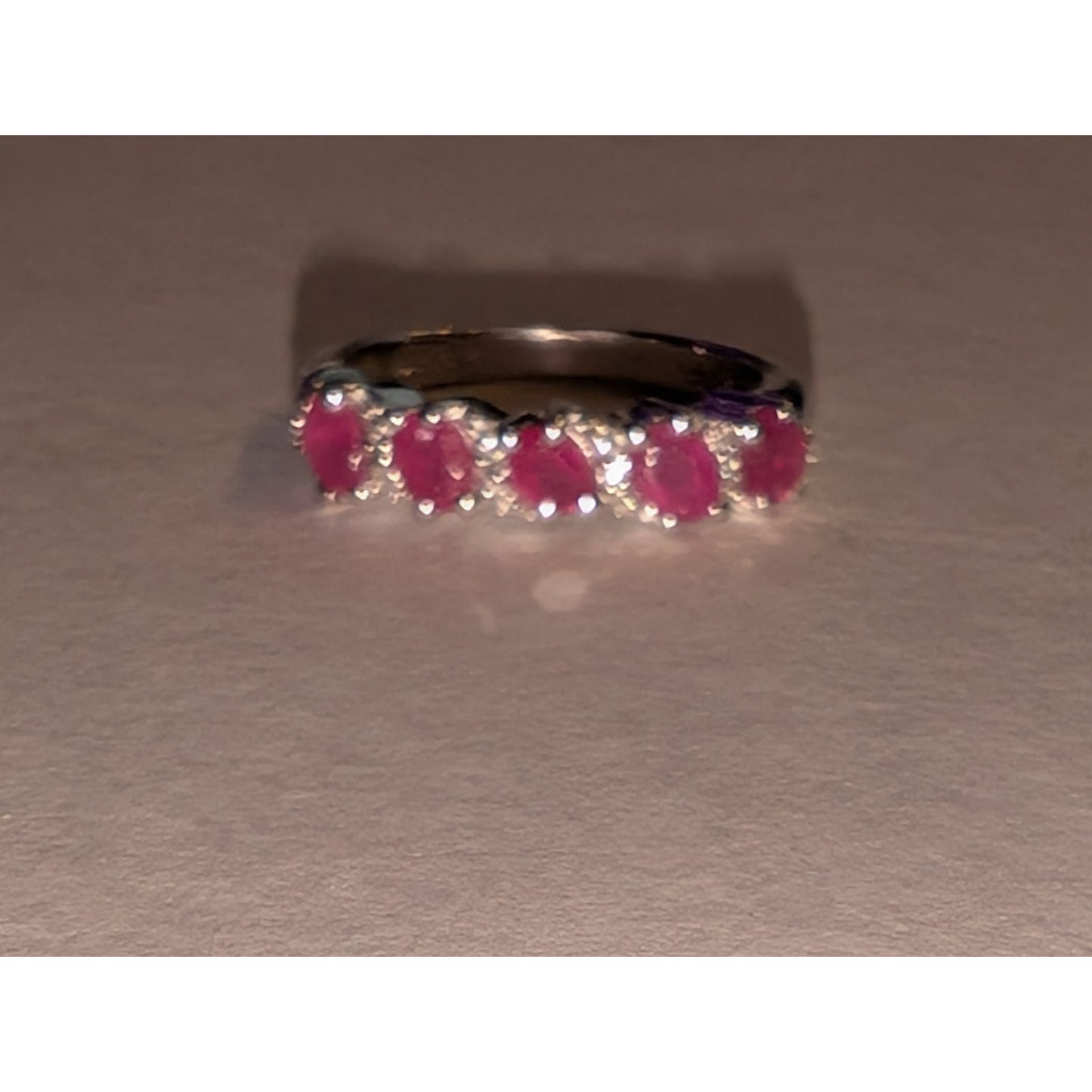925 Sterling Ruby Diamond Band Ring Size 7