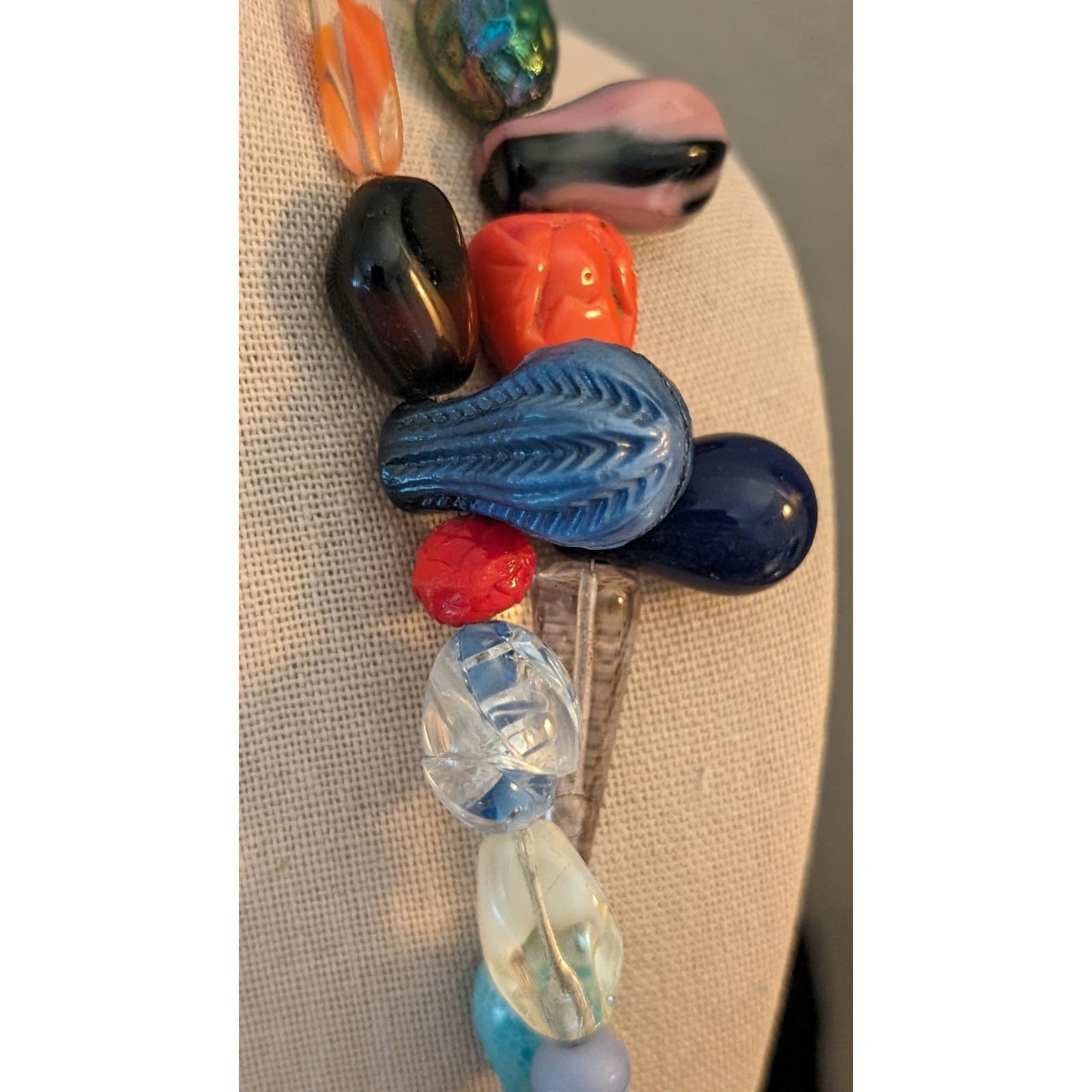Long Multi Color Multi Shape Glass Bead Strung on Wire 64" Strand