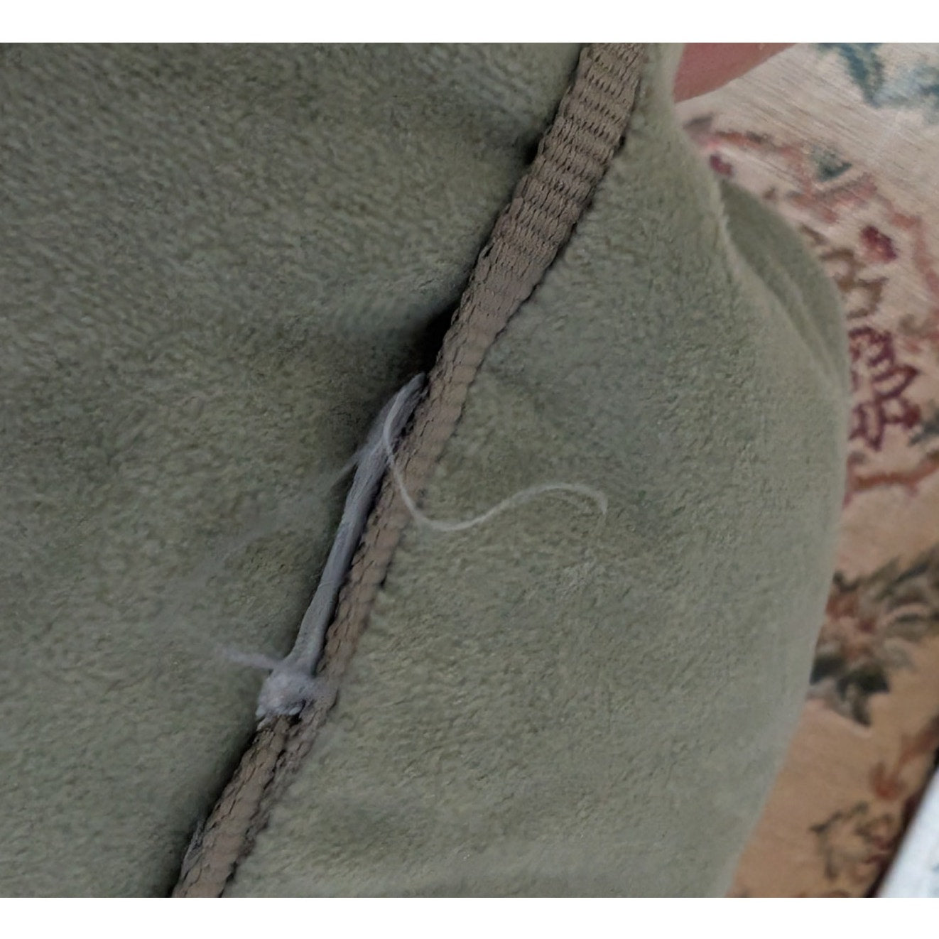 Lt Celadon Gray Trim Chamois Like Cloth Zippered Duck Feather Insert Pillow