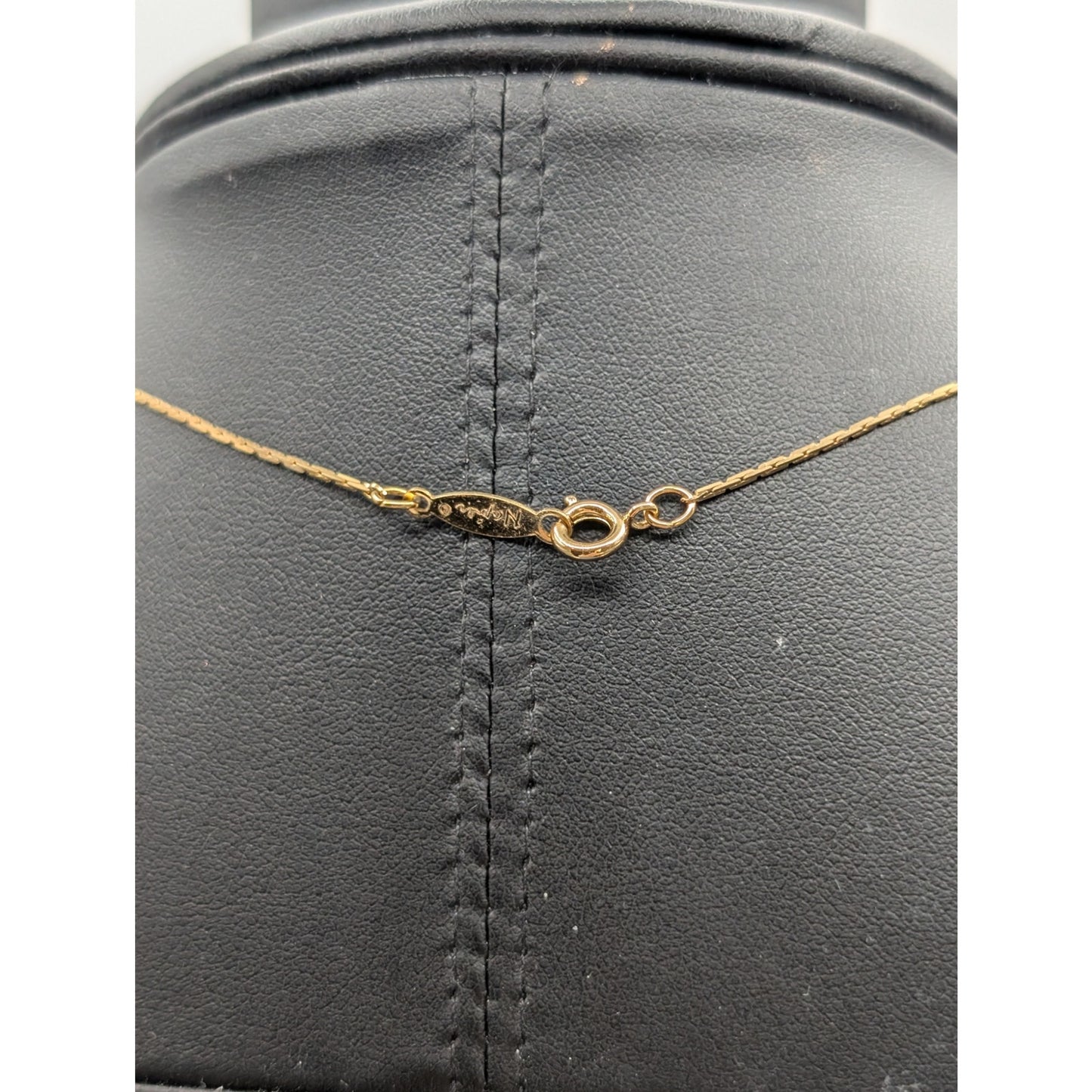 Vintage Napier Gold Tone Oval Swirl Cage Faux Pearl Pendant Chain 16" Necklace