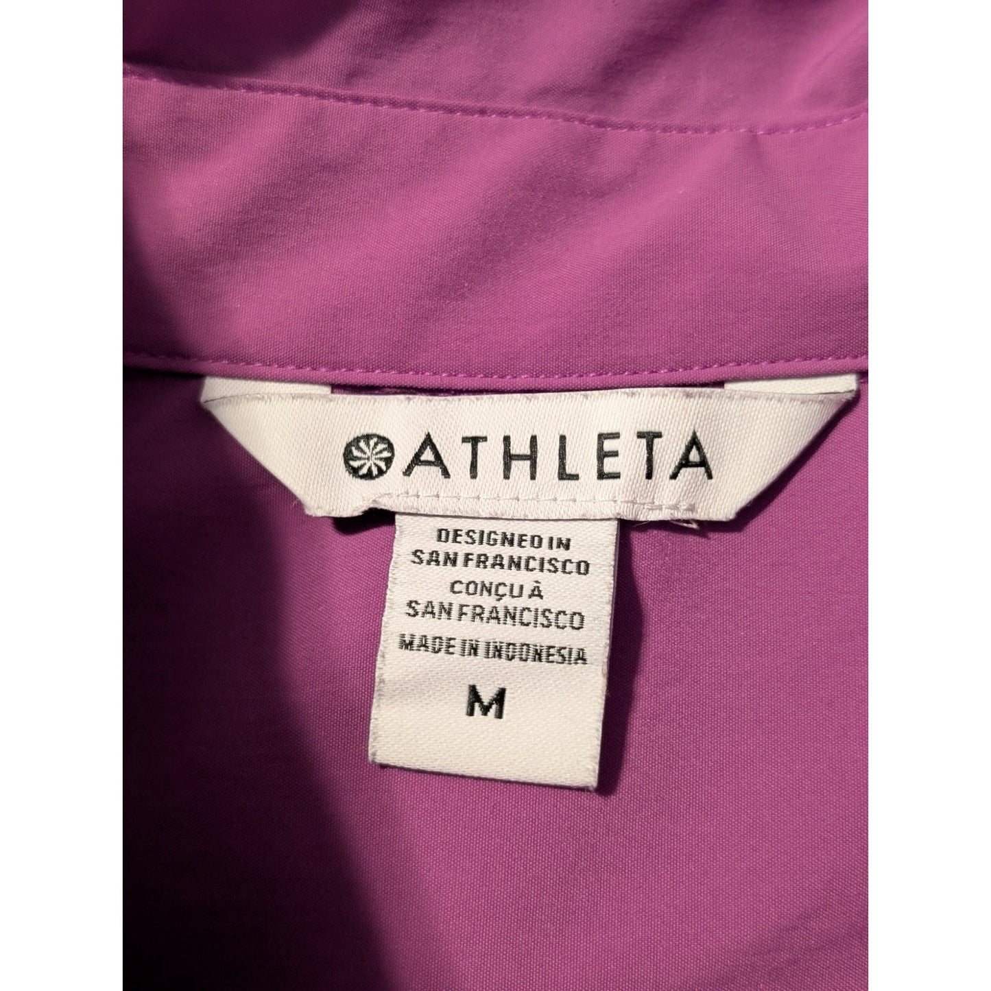 Athleta Performance Oversized Poplin Jazzy Purple Button-Up Top Women's Sz M