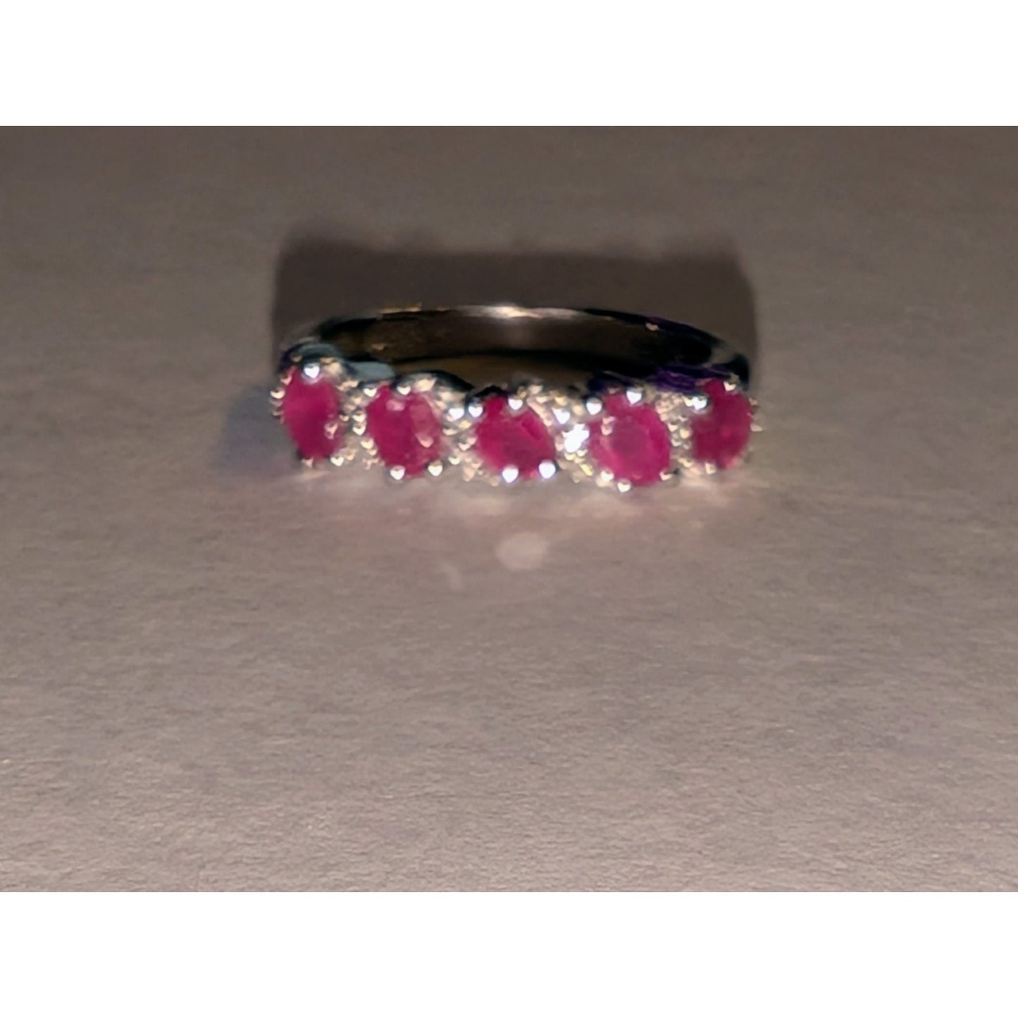 925 Sterling Ruby Diamond Band Ring Size 7
