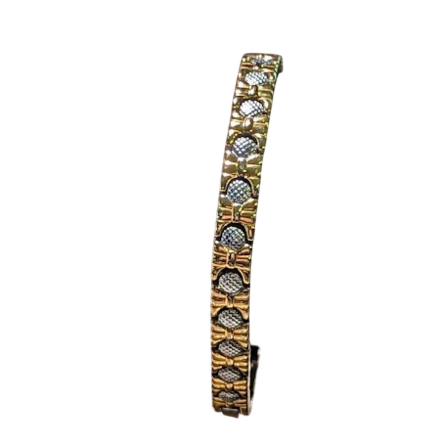 Two Toned Stainless Steel Magnetic Bracelet with Fold Over Clasp