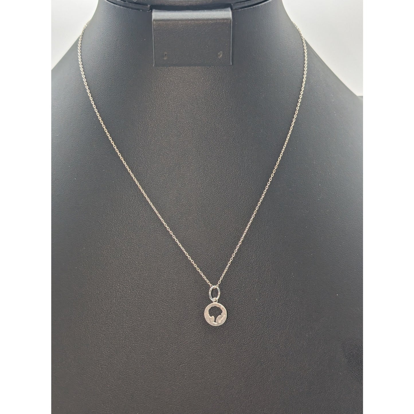 Vintage 925 Sterling Silver Cut Out Tree Pendant 18" Chain Necklace