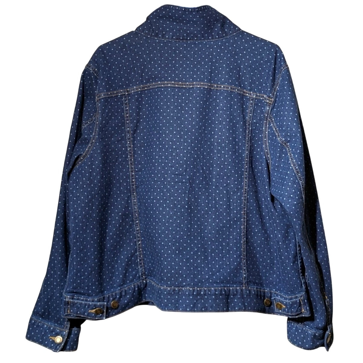Woman Within Polka Dot Classic Denim Cotton Stretch Jacket Womens' Plus Size 22W