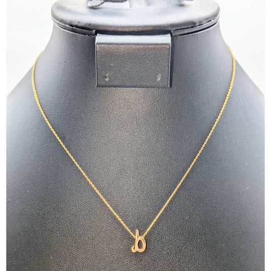 Lower Case 'b' or 'd' Initial Pendant Gold Tone 16" Necklace
