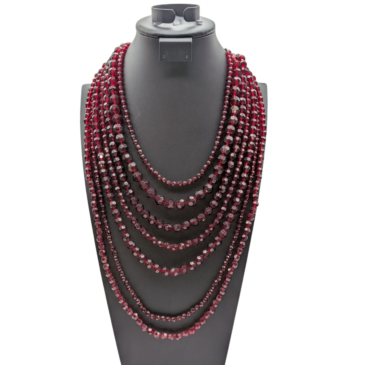 Vintage Grazino Seven Strand Sparkling Wine Acrylic Bead 19"-22" Necklace