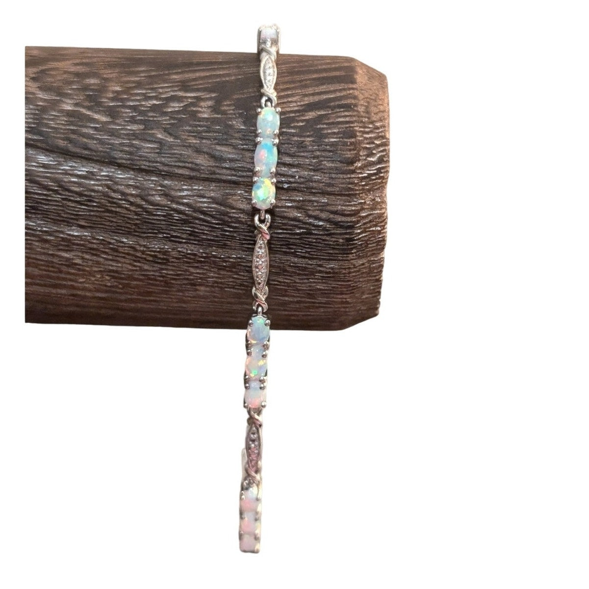 925 Sterling Silver Opal October Birthstone Tennis Bracelet