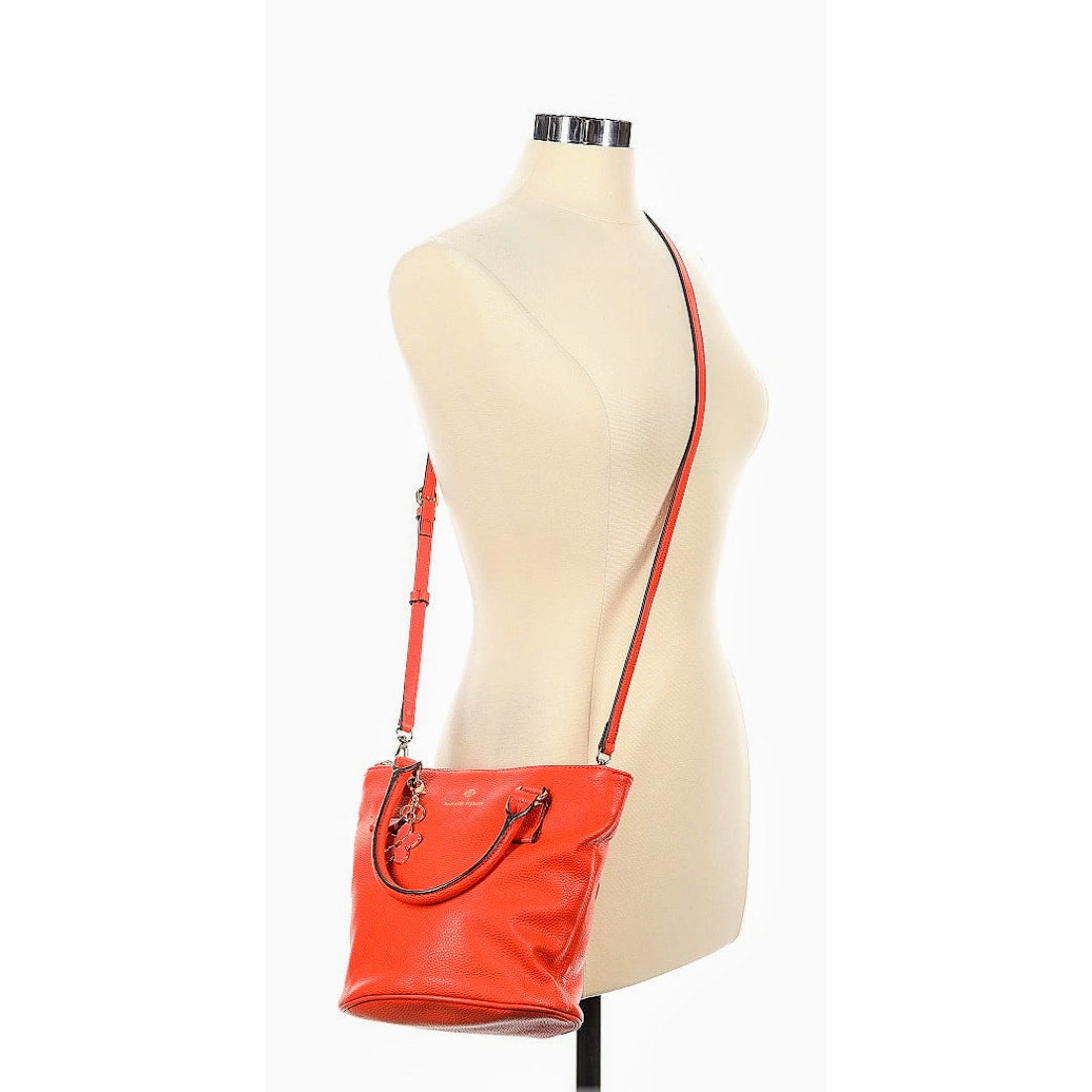 Nanette Lepore Orange Leather Satchel W/ Orange Flower Charm
