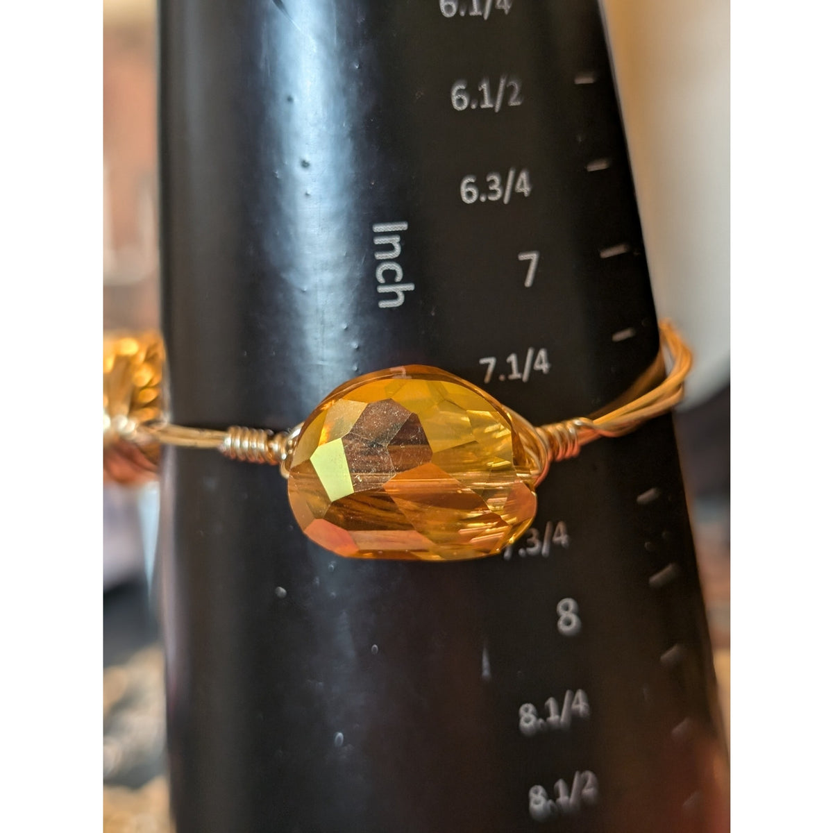 Two Chunky Wire Wrapped Gold Tone Faux Pearl Gem 2.5" Wide Bangle Bracelets