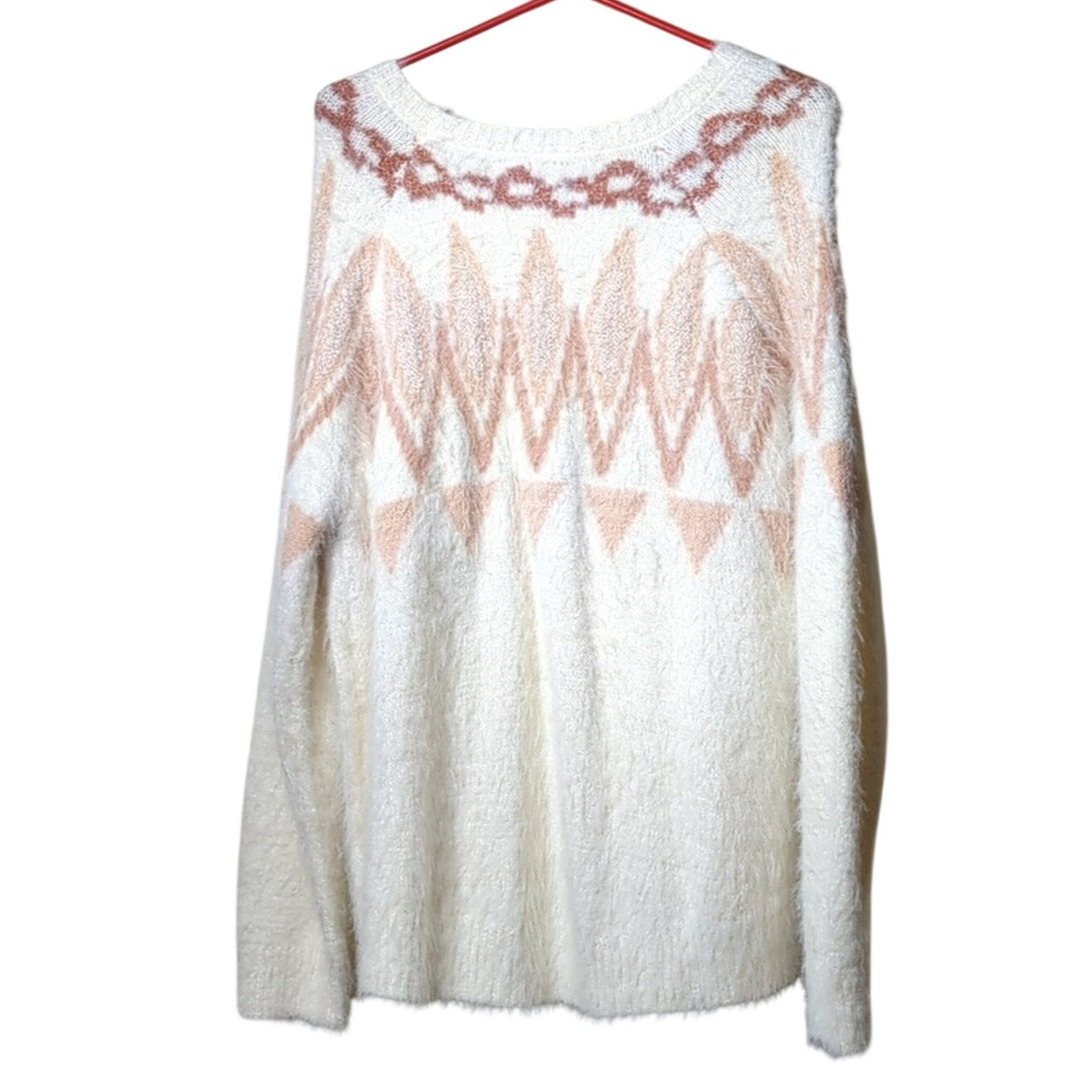 Lauren Conrad NWT Fuzzy 'Gardenia' Sweater Peach/Salmon/Cream Women's Size XL