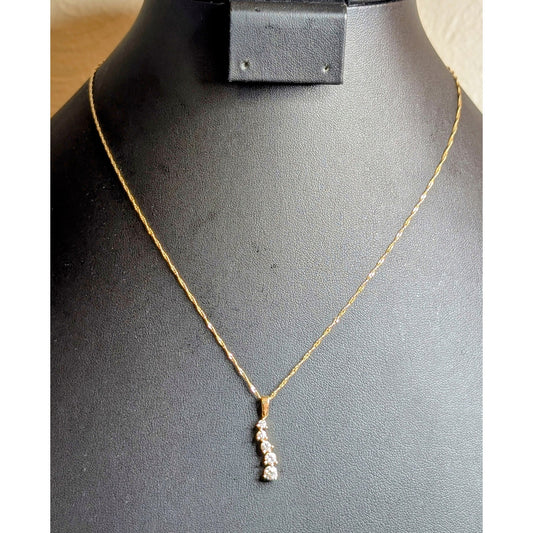 14K Yellow Gold Five Diamond Journey Pendant 18" Necklace