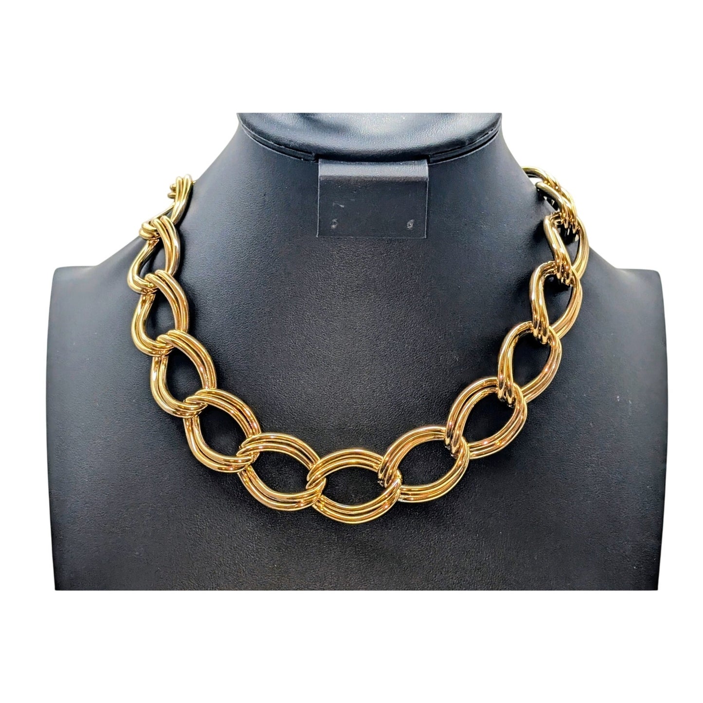 Chunky Heavy Gold Tone Double-Link Curb Chain 19" Necklace