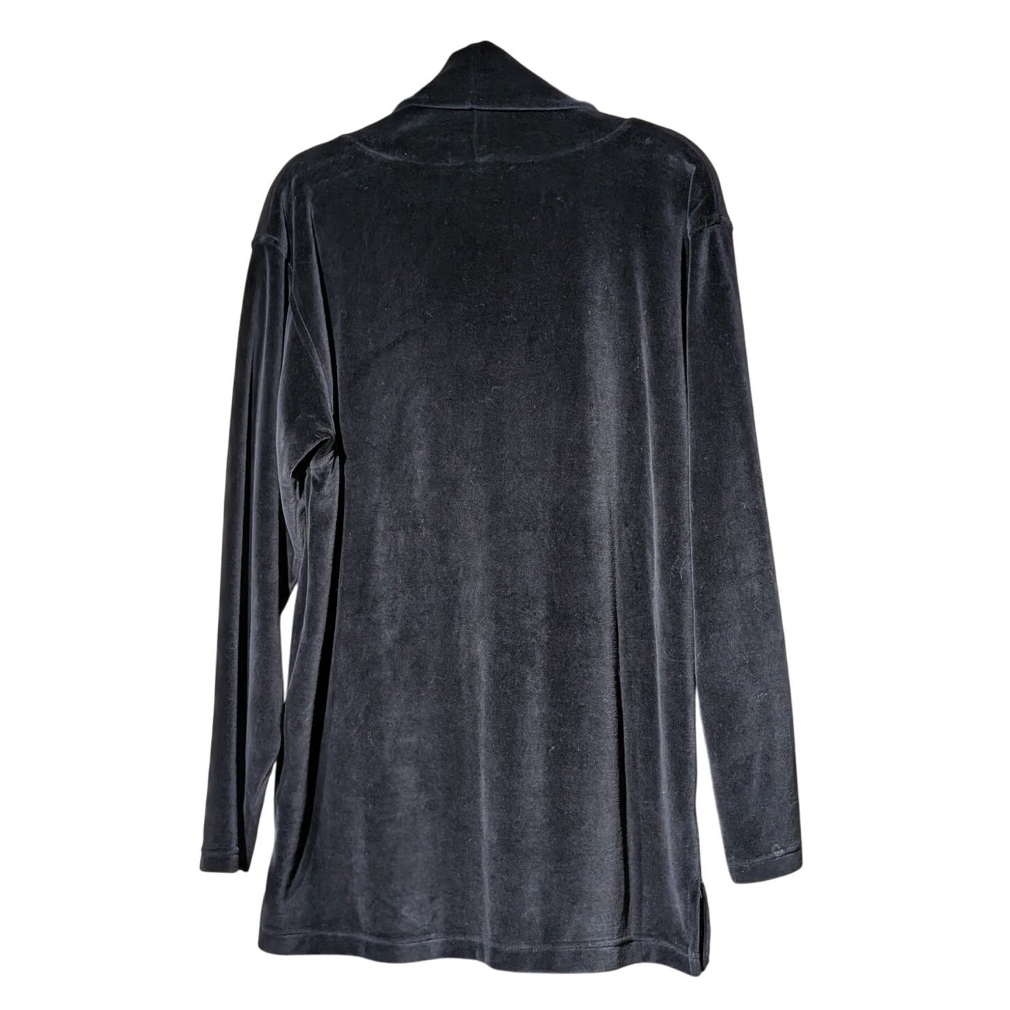 Vtg LizSport Black Velvet/Velour Turtle Neck Long Sleeve Oversize Tunic Sz S