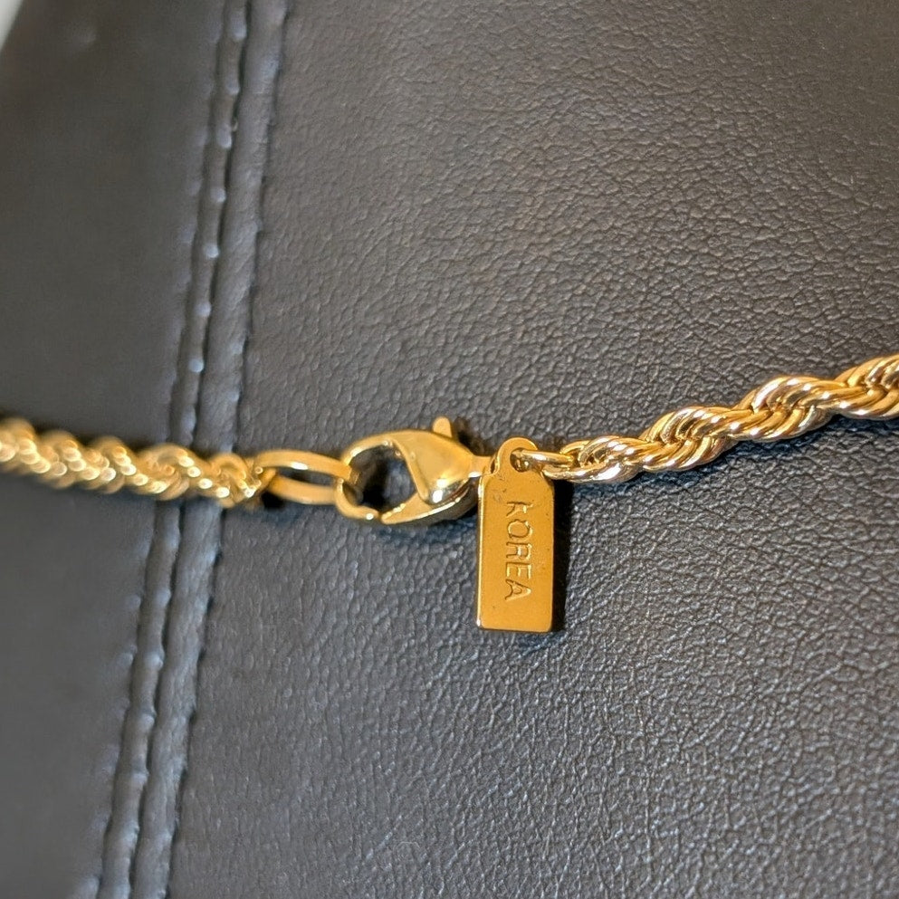 Gold Tone 3mm Rope Chain Marked Korea