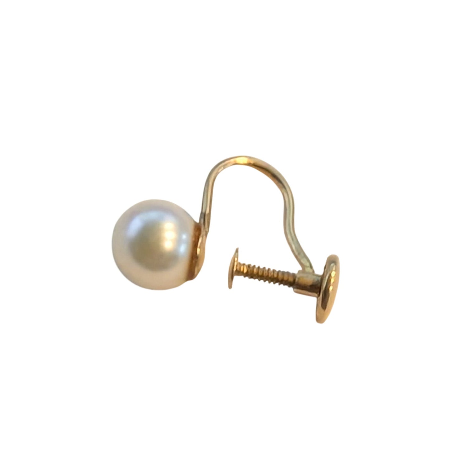 Antique 14k Gold Approximately 7mm Cultured Pearl Screw Back Earrings 1.9g