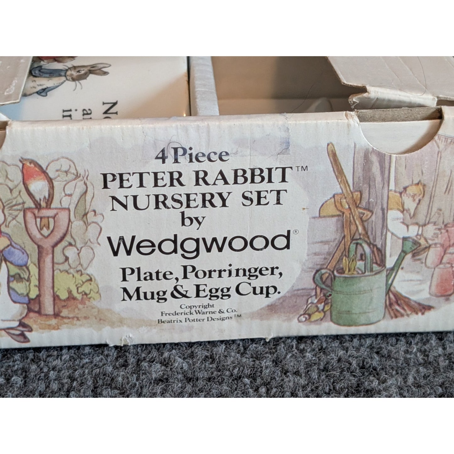 Vintage Beatrix Potter Peter Rabbit Wedgwood 4 Piece Nursery Set