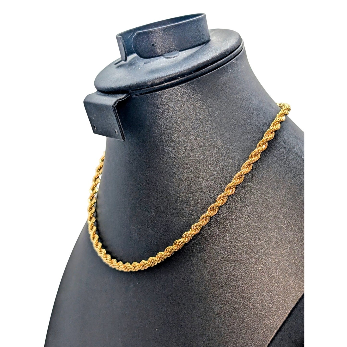 Vintage Marked 14 KGS Gold Tone 5mm Diamond Cut Rope Chain 18.25" Necklace