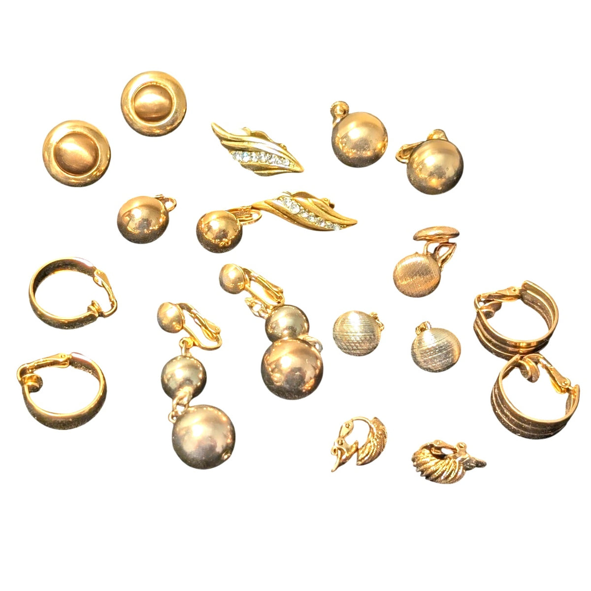 Vintage Ten Predominantly Gold Tone Clip On Earrings