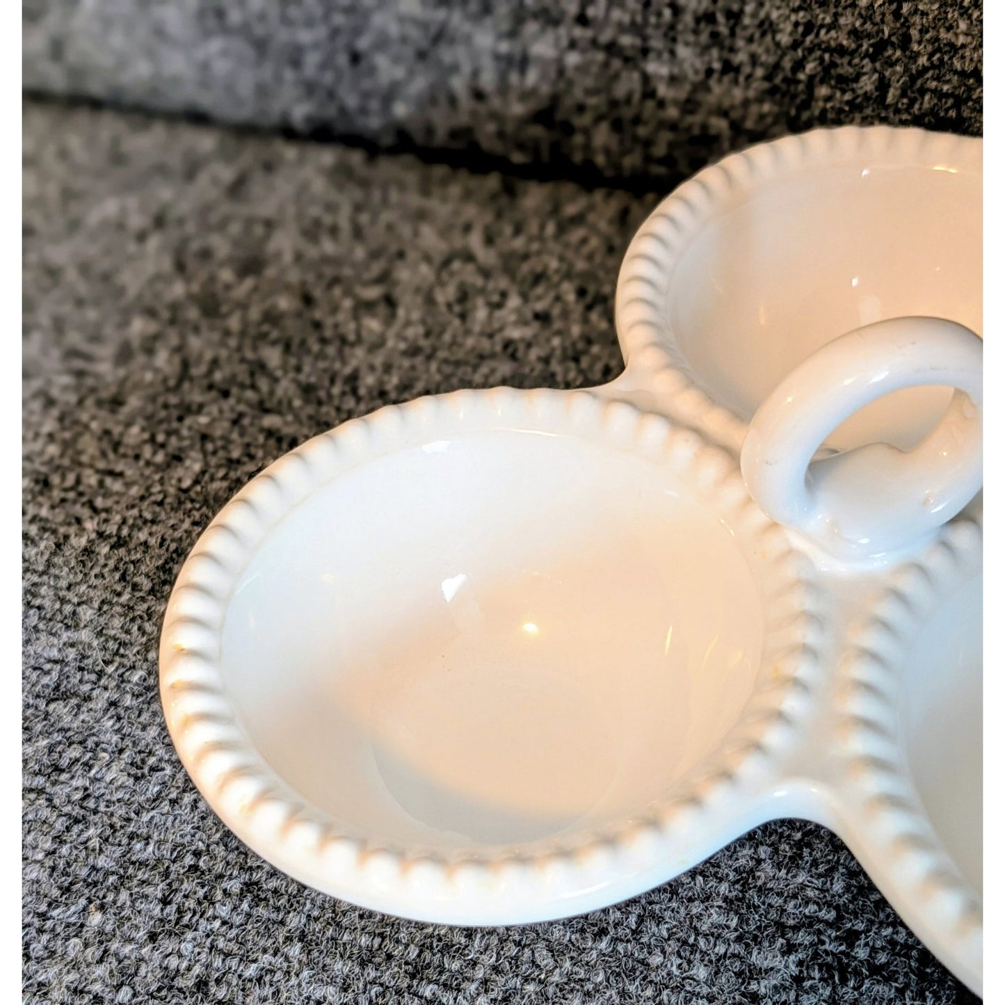Matceramica Perola White Three Bowl Divided Handled Server Made in Portugal