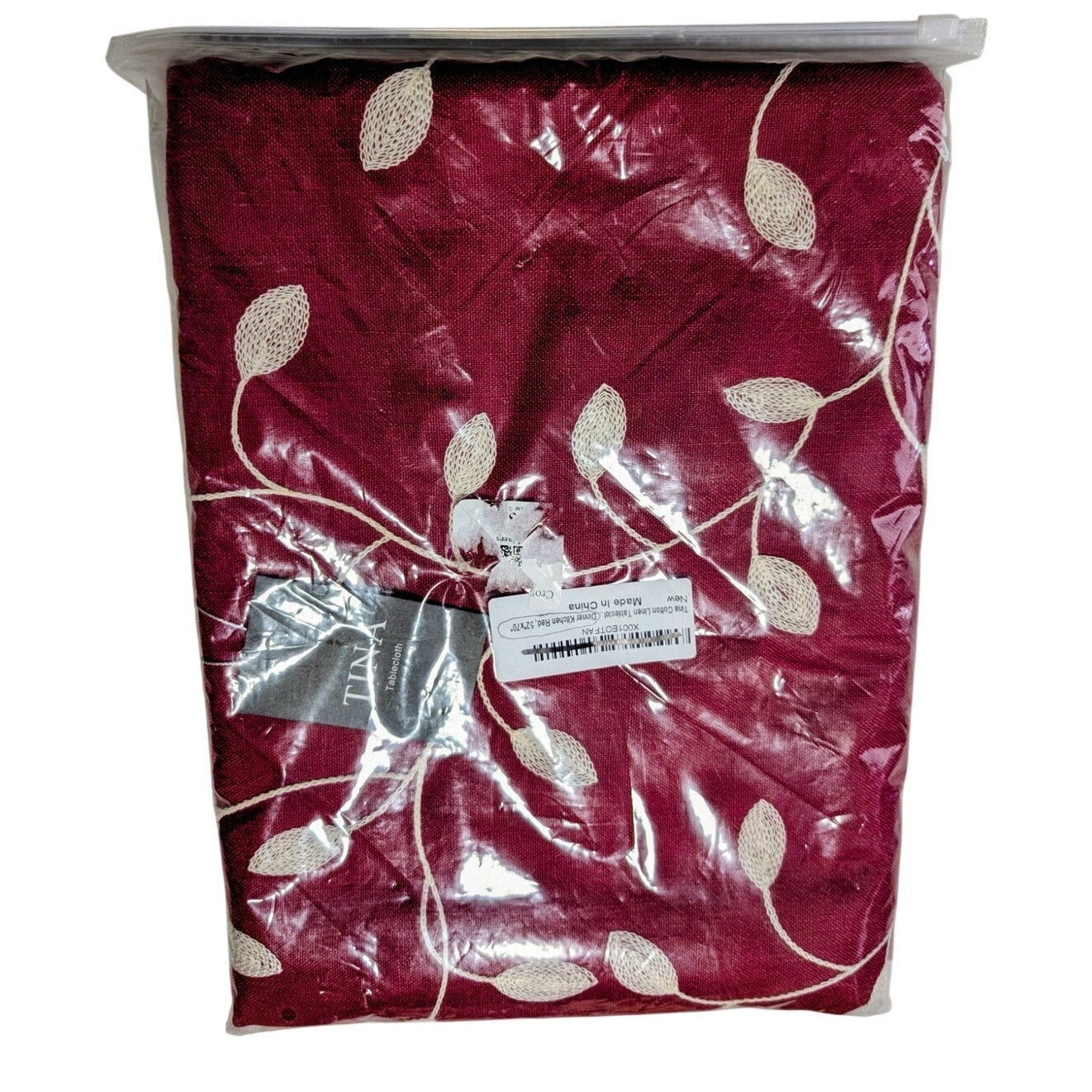 Tina Cotton Linen Dinner Kitchen Red 52" X 70" Rectangle Tablecloth NWT
