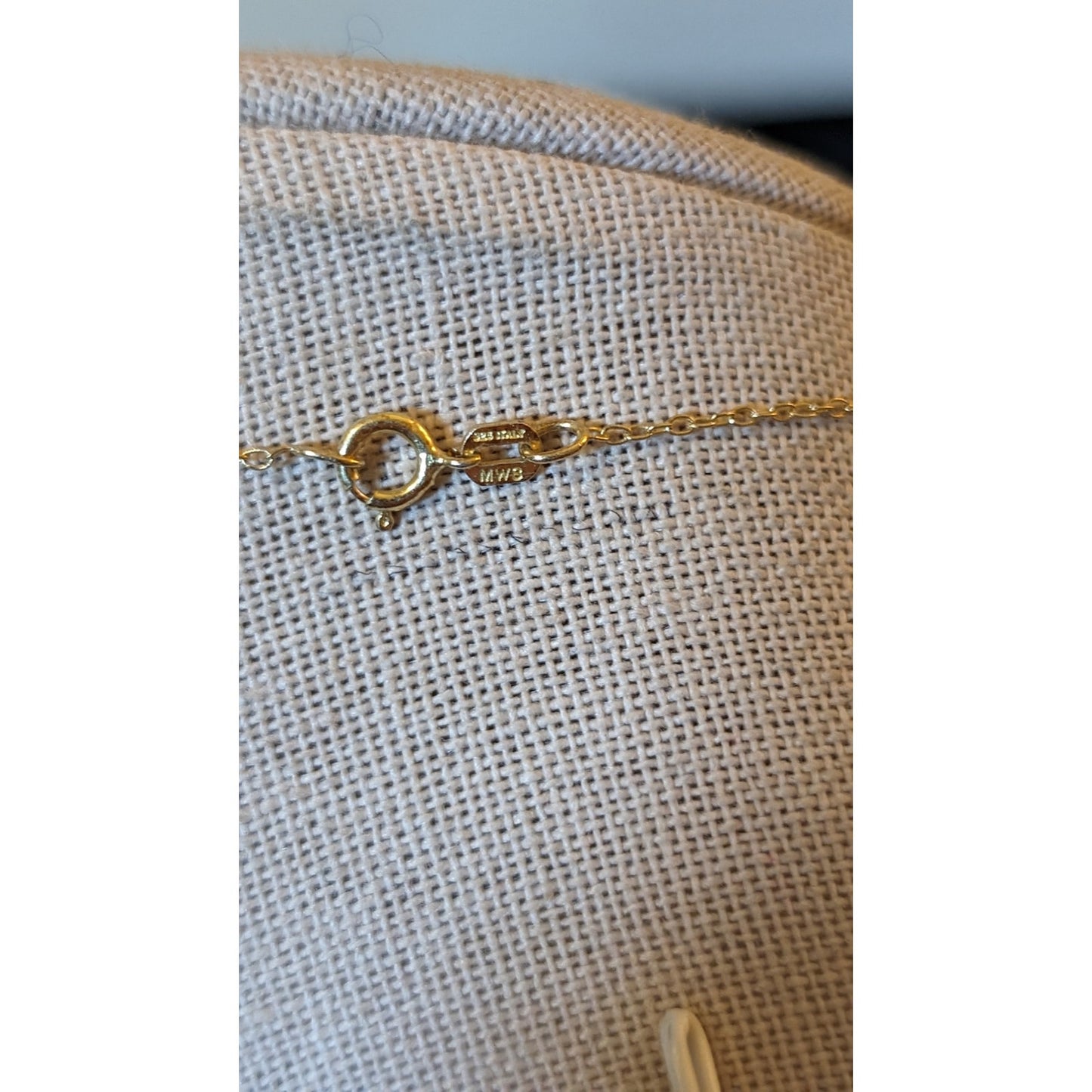 MWS 925 Silver India Made Gold Tone 'M' Initial Charm Necklace