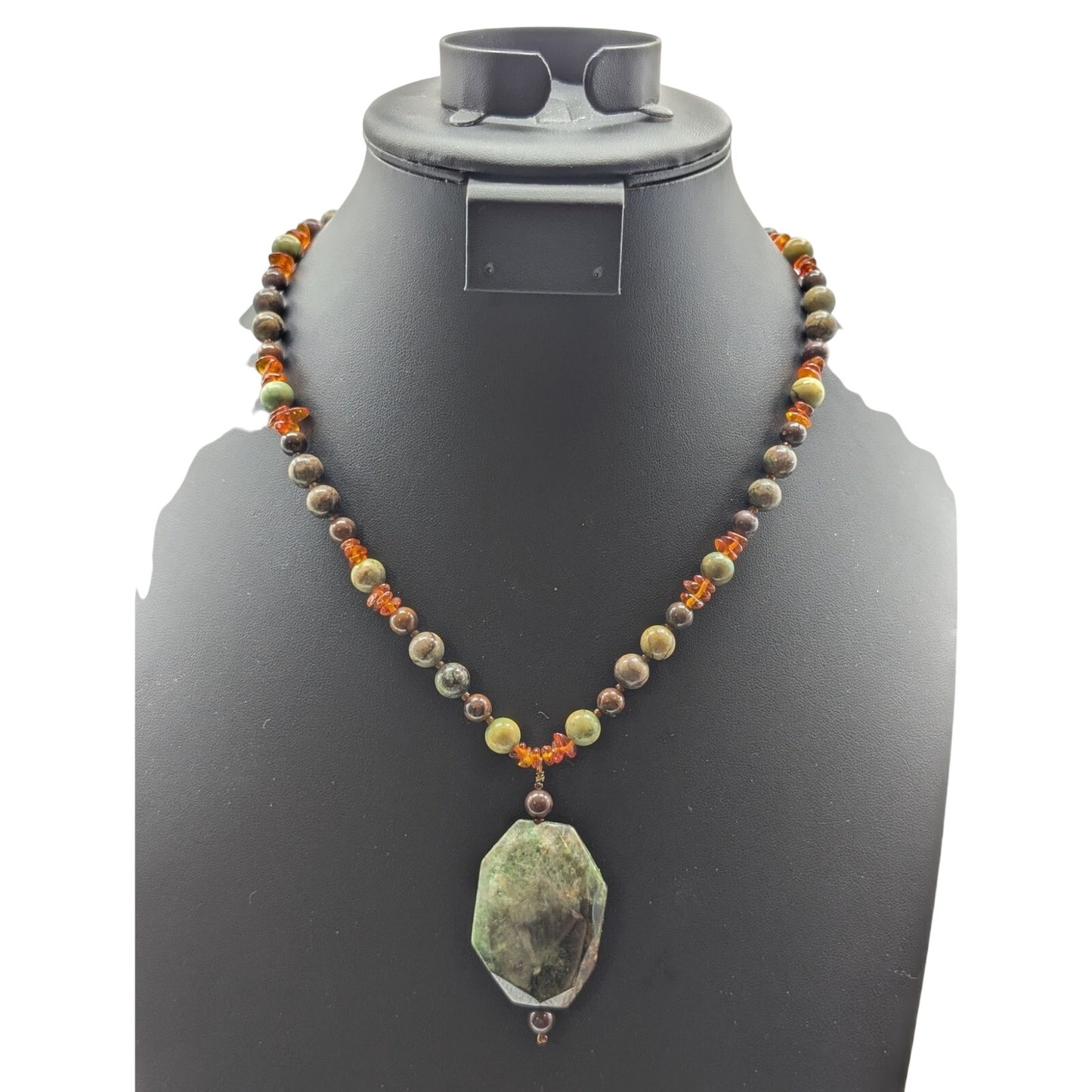 Lot of Two Boho Glass & Stone Bead Necklaces
