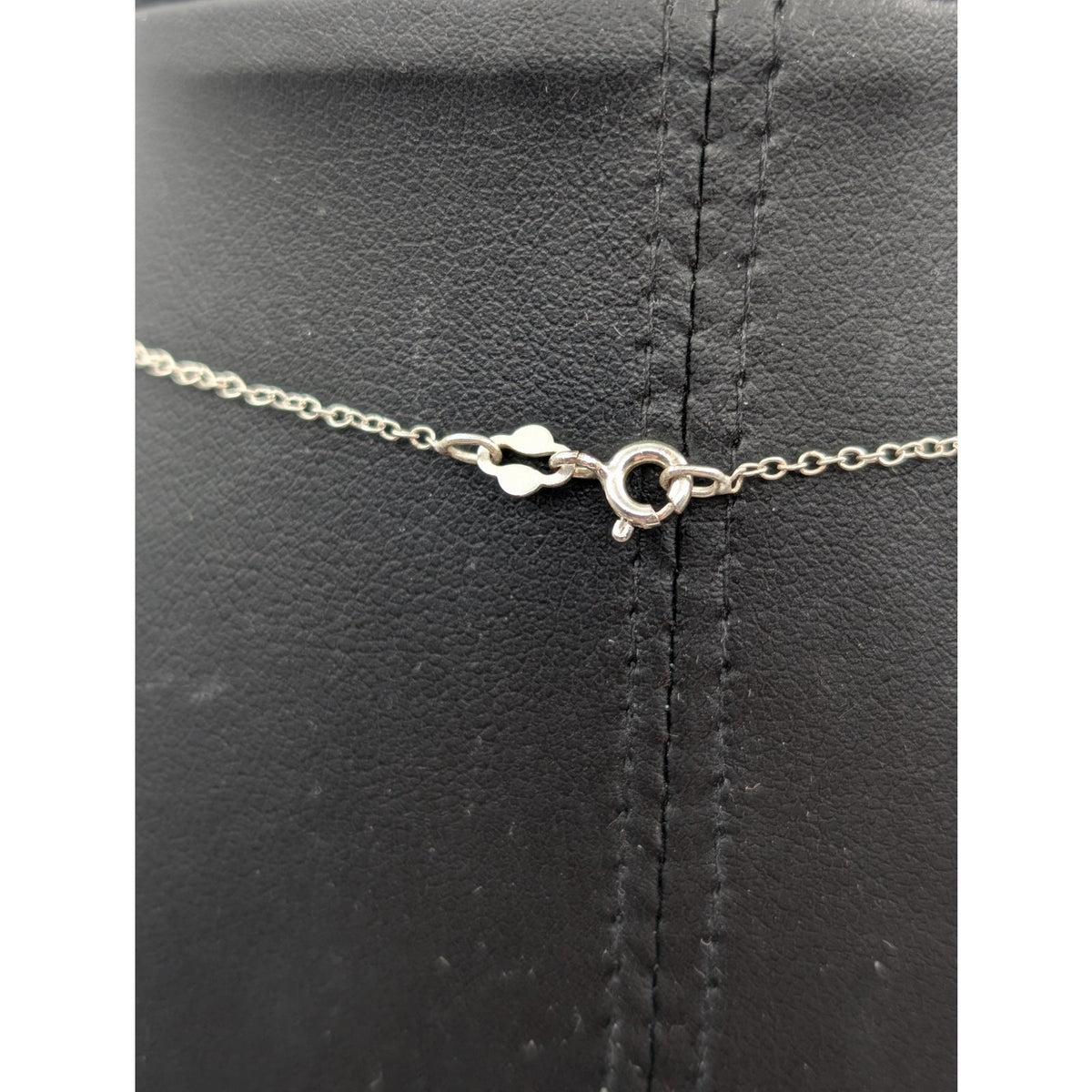 925 Sterling Silver Rectangle Within a Rectangle CZ Pendant 18" Chain Necklace