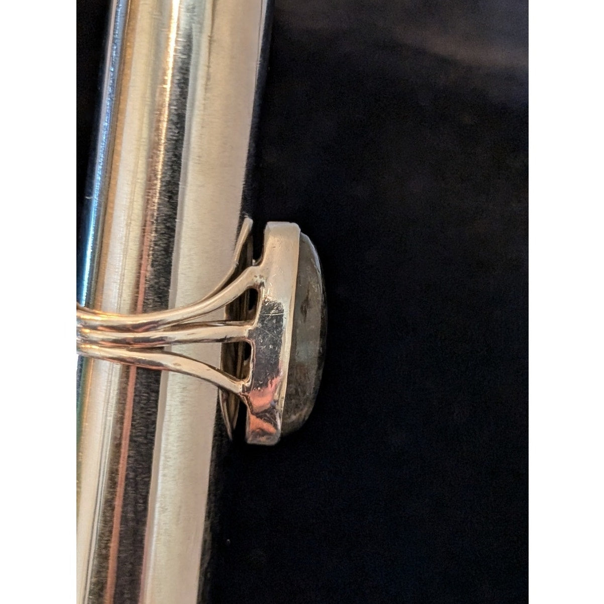 Vintage Marquis Labradorite Sterling Silver Split Shank Statement Ring Sz 7.5