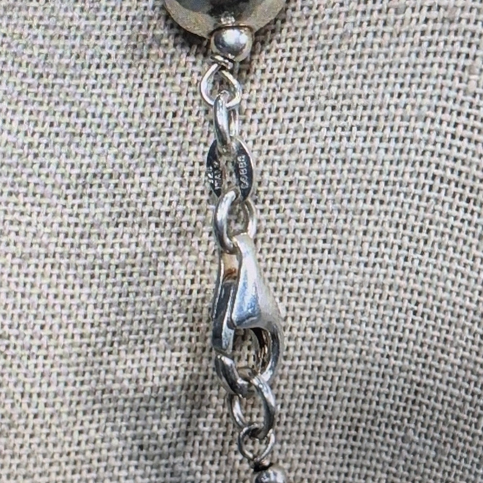 Authentic Dobbs Italy 925 Sterling Silver Cut Out Star Ball Bead Chain Necklace