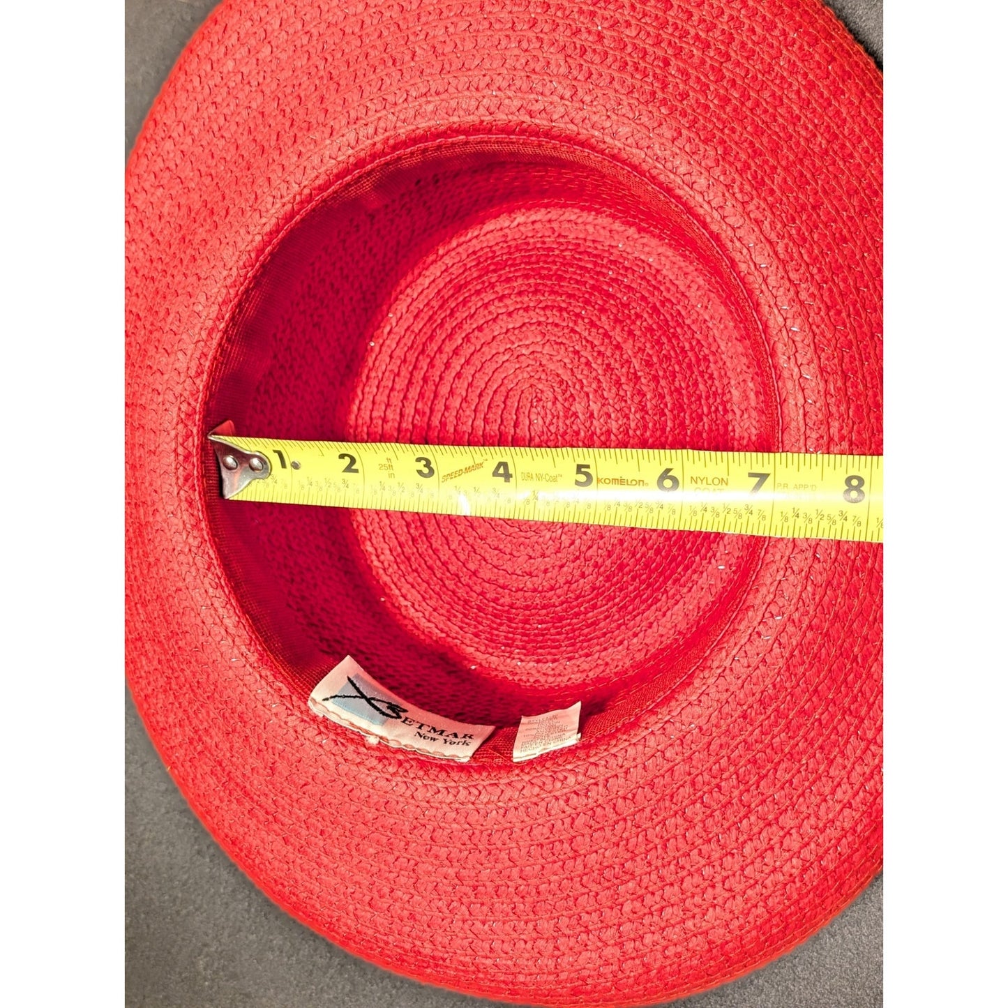 Betmar New York Vintage Red Paper Cotton Blend Logo Ribbon Flip Brim Sun Hat