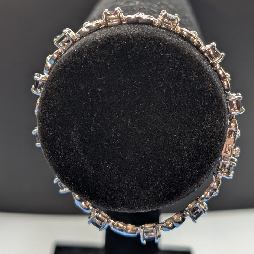 925 Sterling Silver Sapphire & Diamond Tennis Bracelet