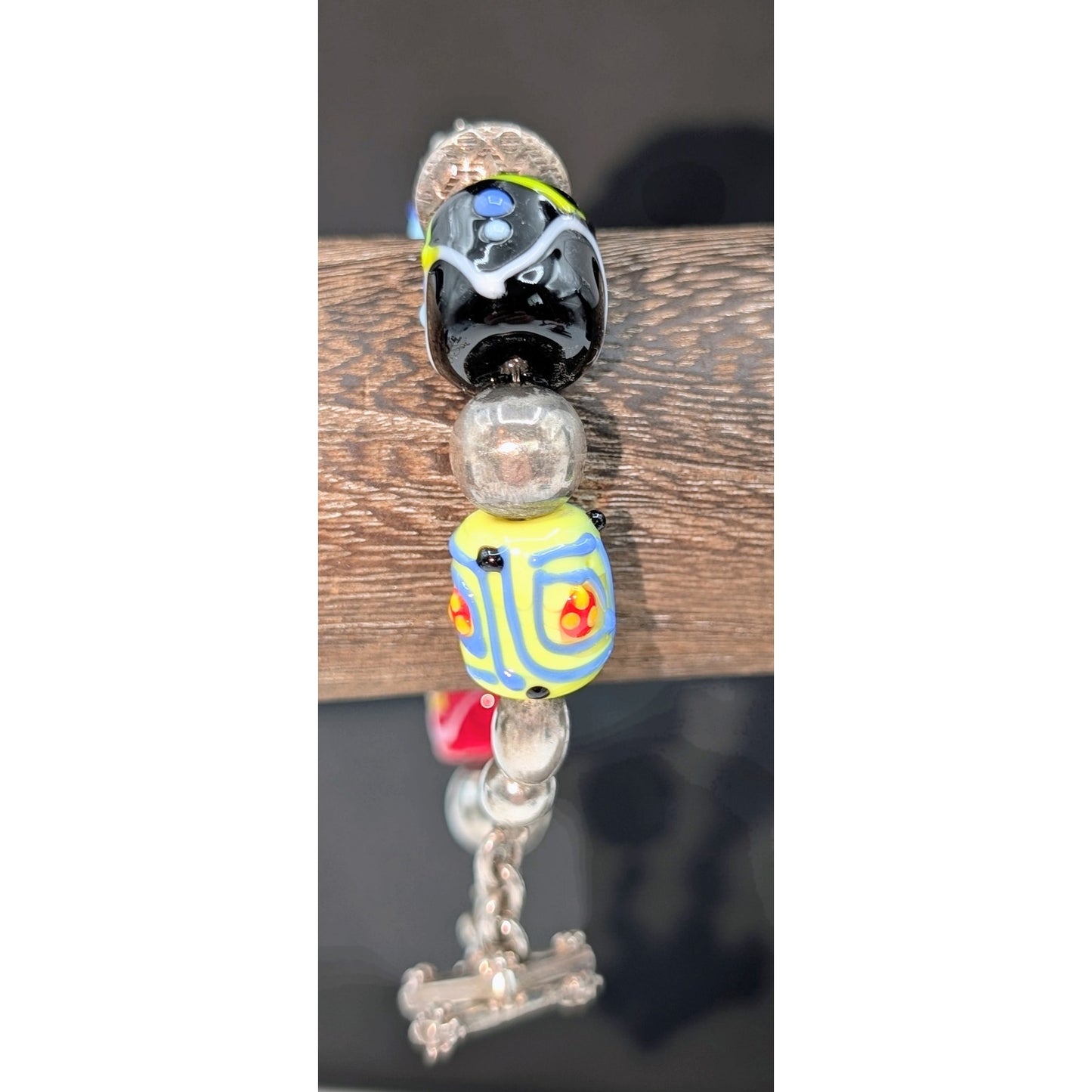 SILPADA Lampwork Art Glass Bead 925 Sterling Silver Toggle Clasp Bracelet