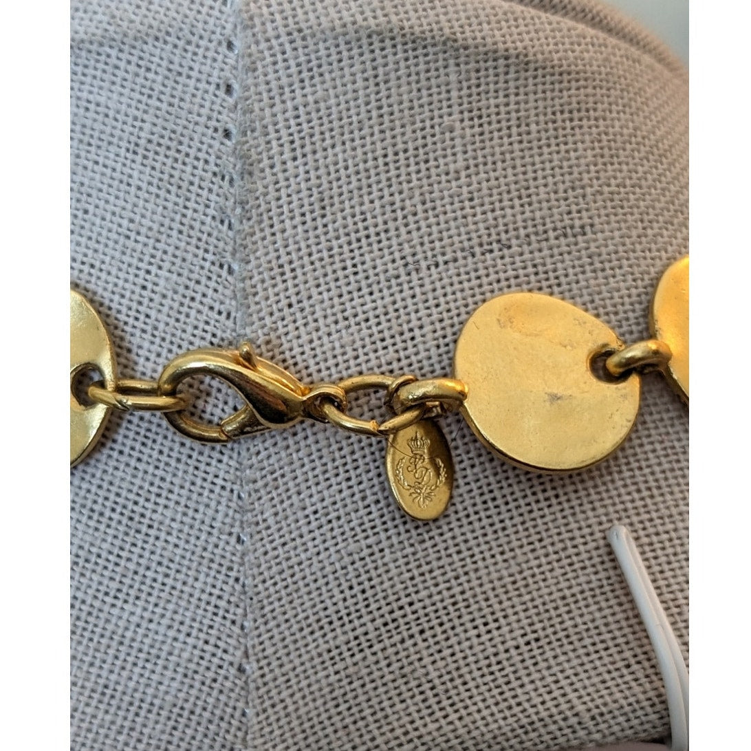 Premier Designs Satin Finish Gold Tone Hammered Disk Chain 28" Long Necklace