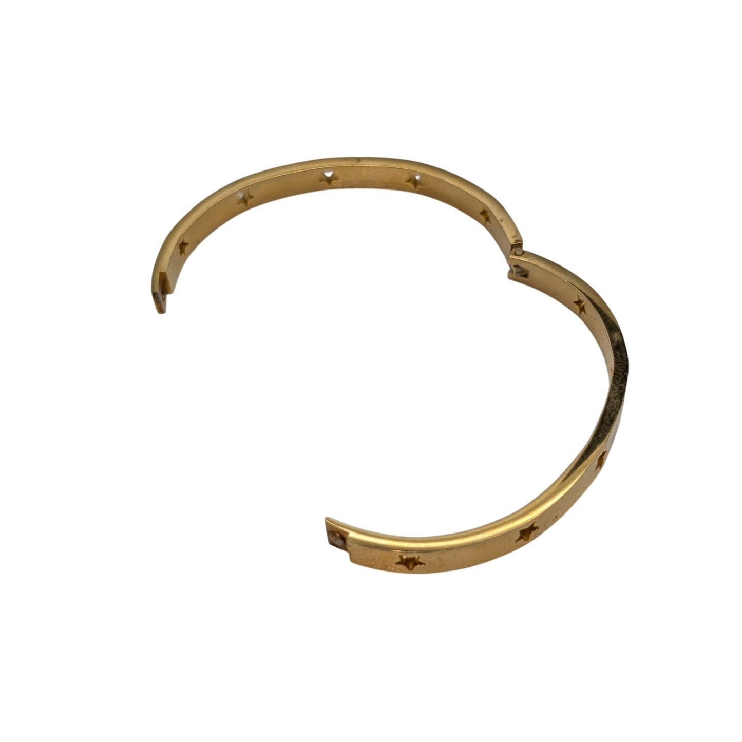 Gold Tone Cut Out Star Oval Bangle Bracelet
