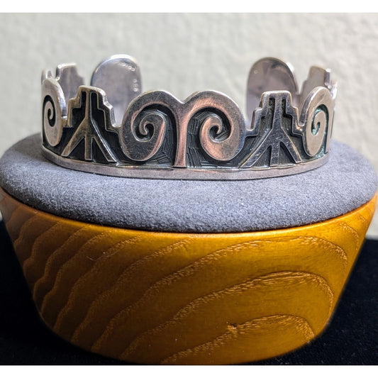 Vintage Hopi Taxco TS-95 Sterling Silver 7" Cuff  Bracelet 33.5g