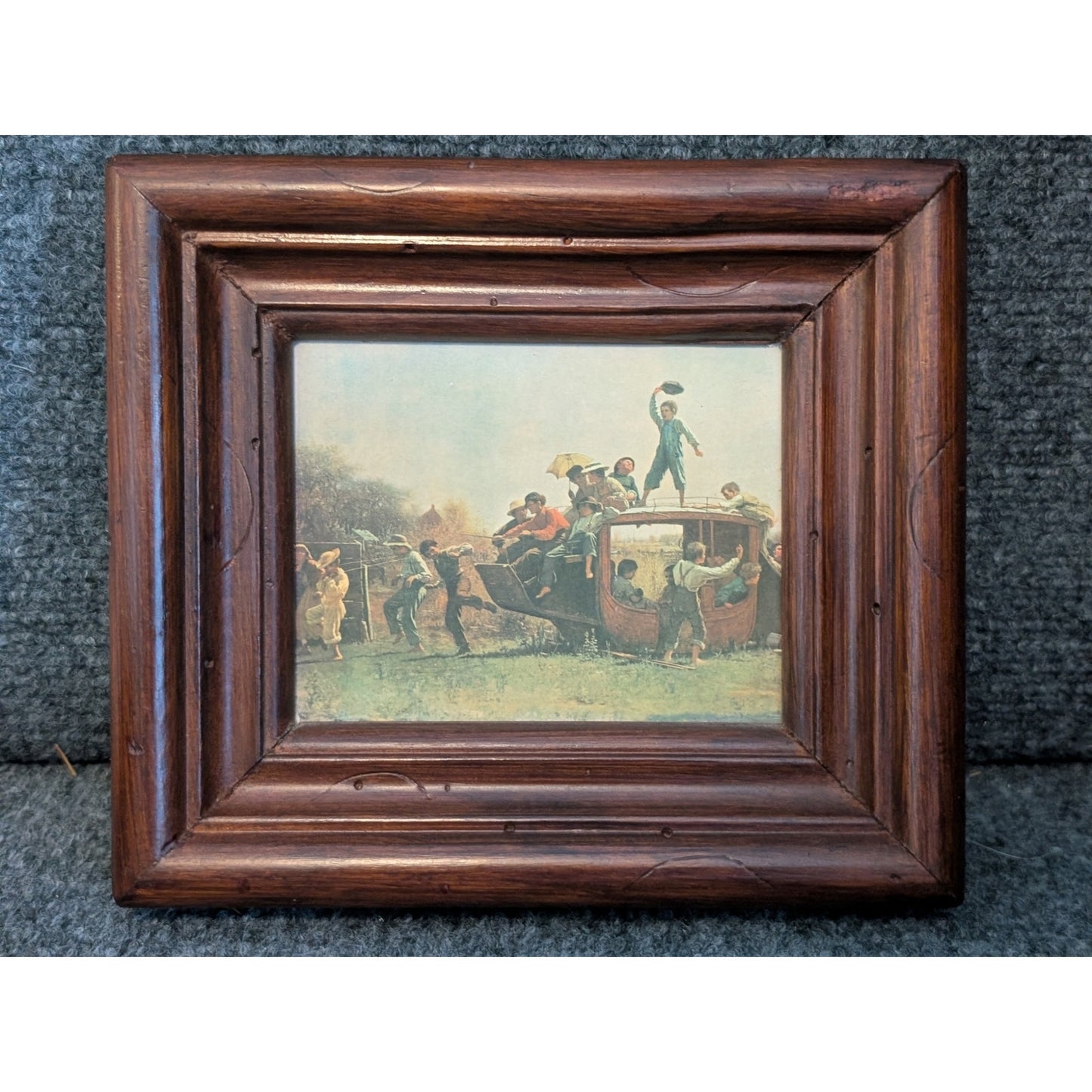 VTG/Antique 'The Old Stage Coach' Print Originally Created in 1871 Wood Framed