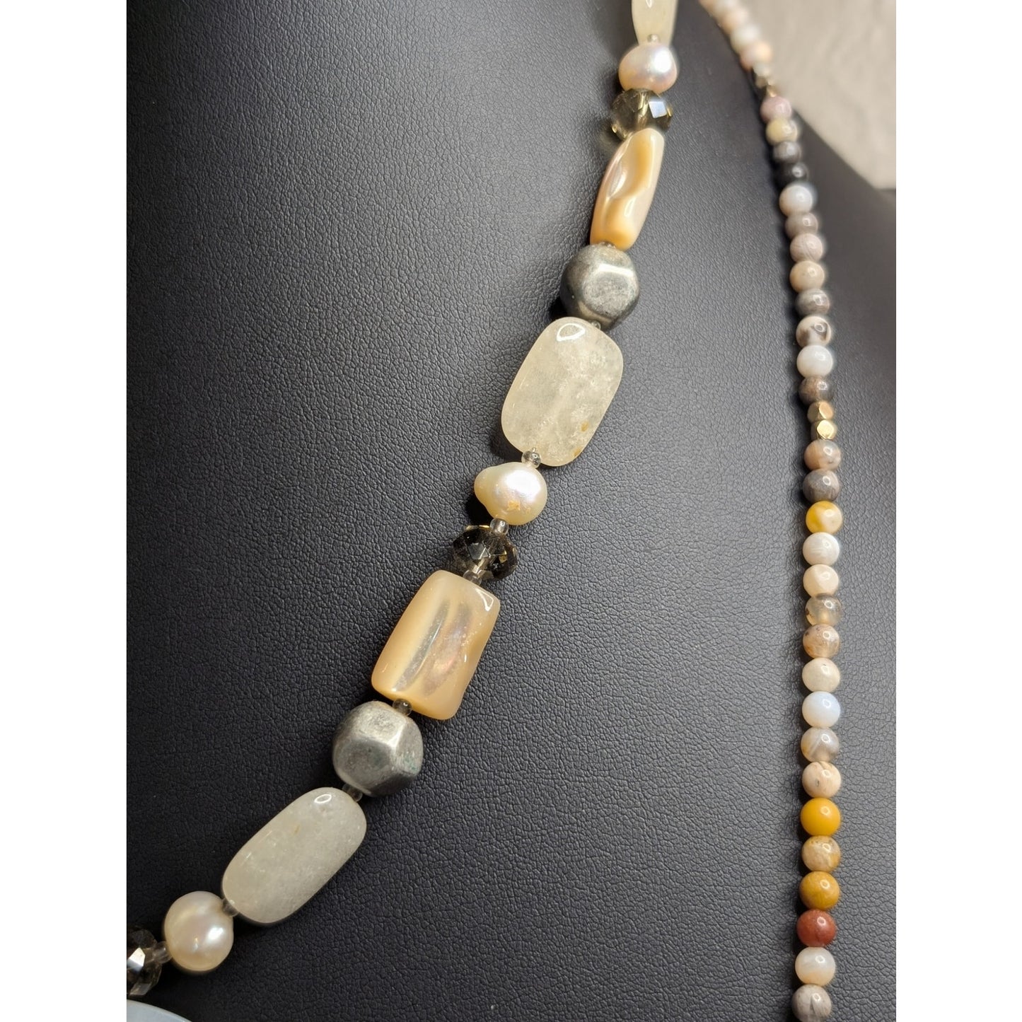 Lot of Two Stone Crystal Shell Pearl Layering Necklaces