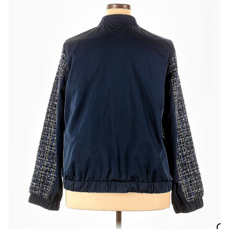 Persona by Marina Rinaldi Metallic Tweed Zip Front Bomber Jacket Sz 18 (Plus)