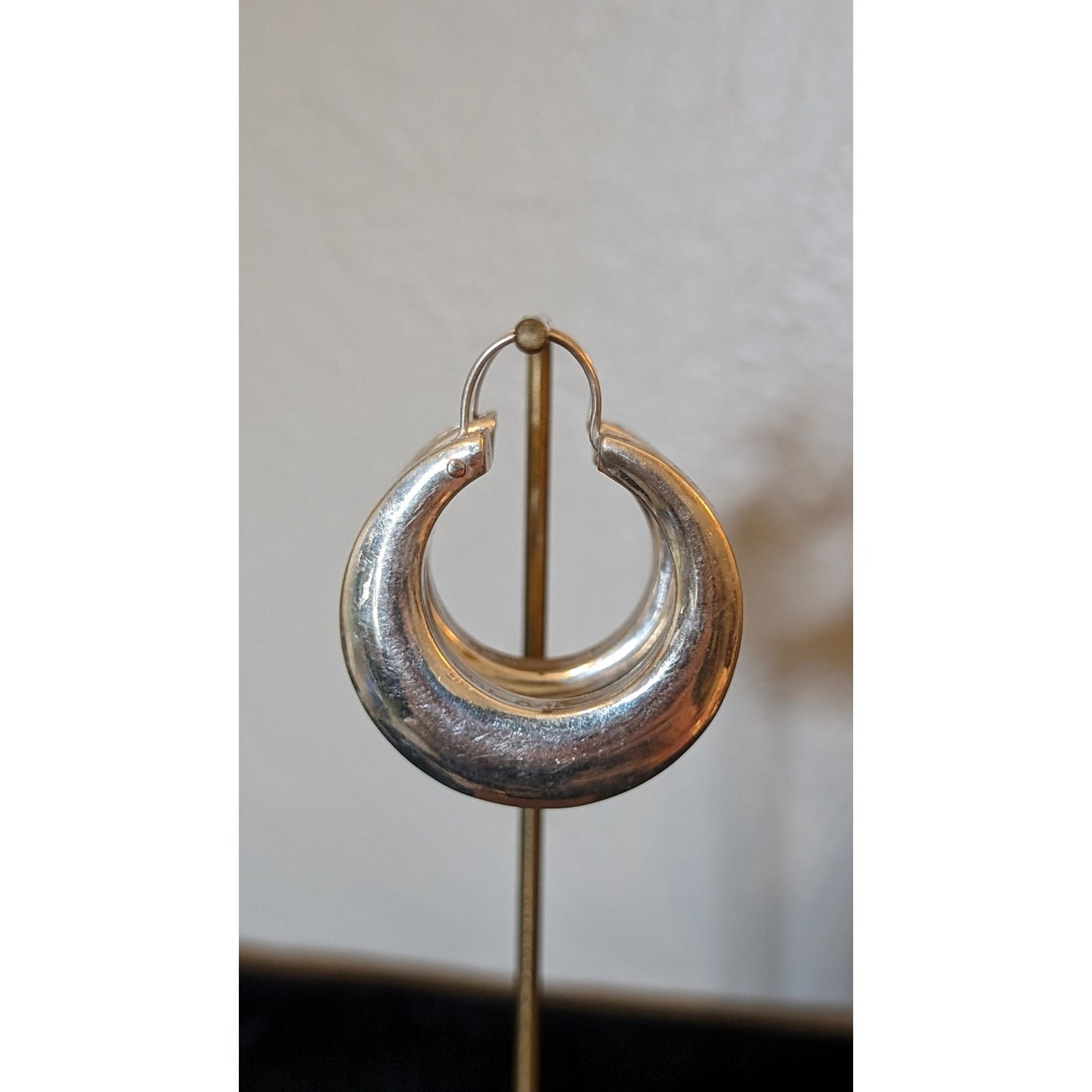 Vtg. Marked Mexico 950 Sterling Silver Basket Hook hick Gypsy Hoop Earrings 18g