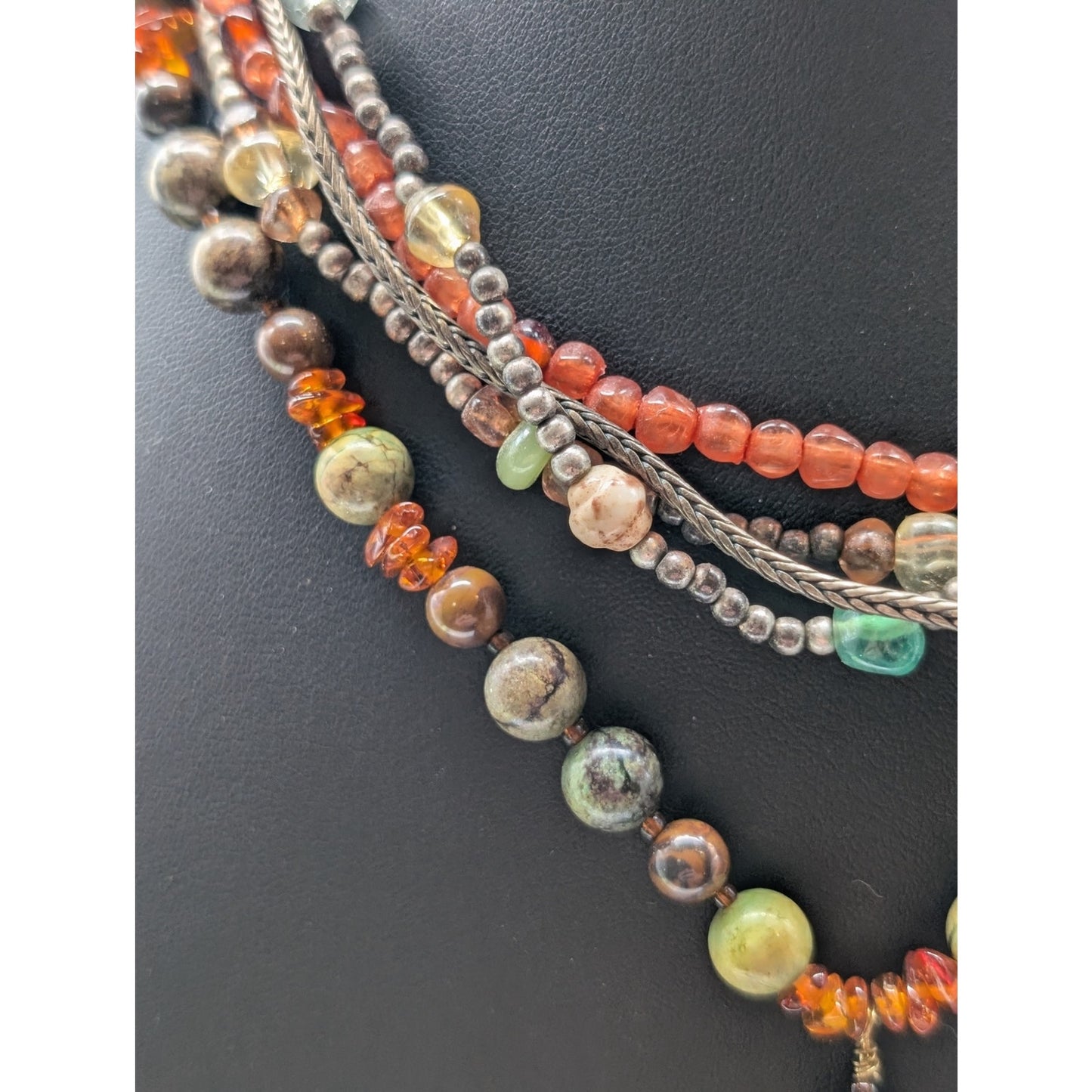Lot of Two Boho Glass & Stone Bead Necklaces