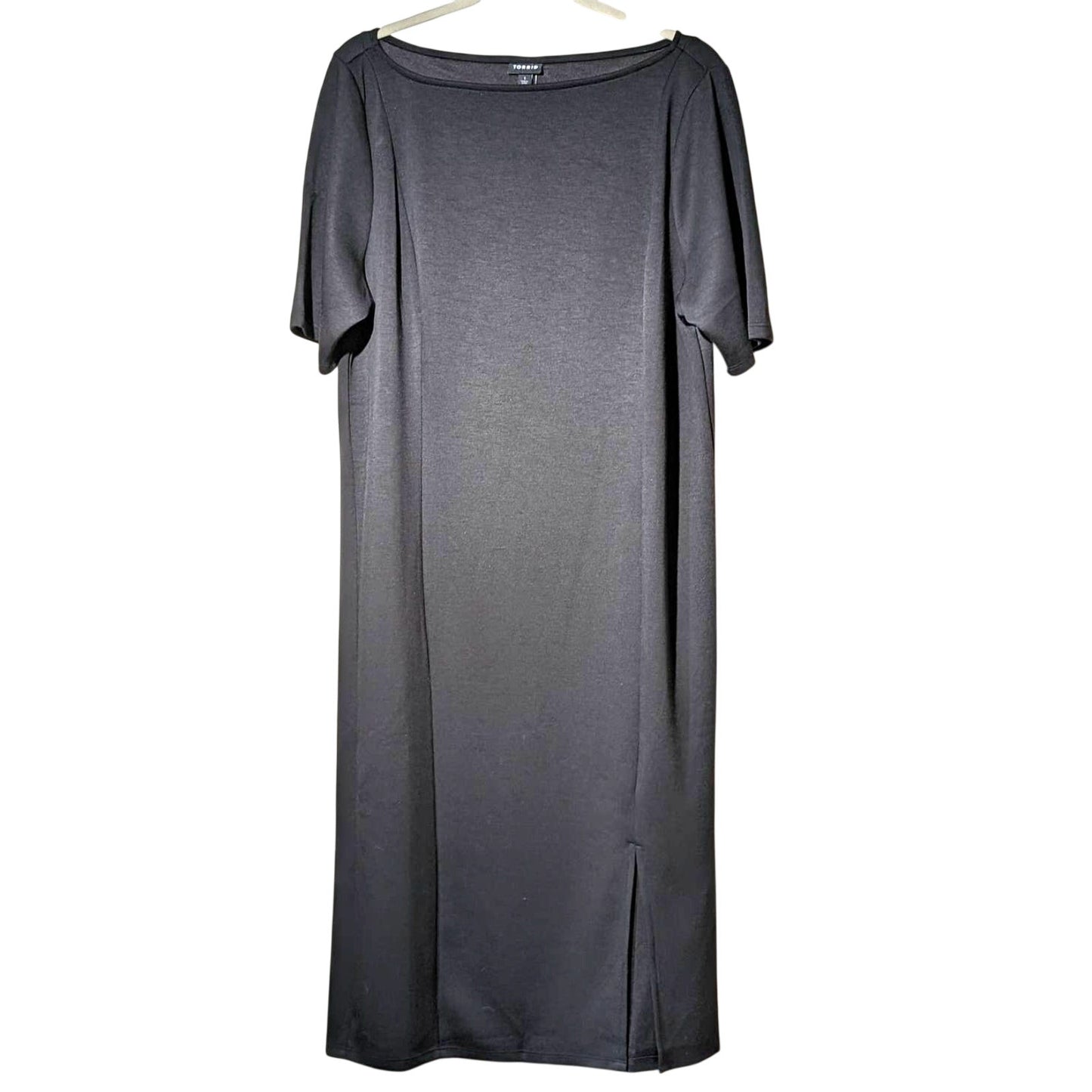 Torrid NWT Midi Studio Cupro Bodycon Deep Black Front Slit Dress Sz 1X (14-16)