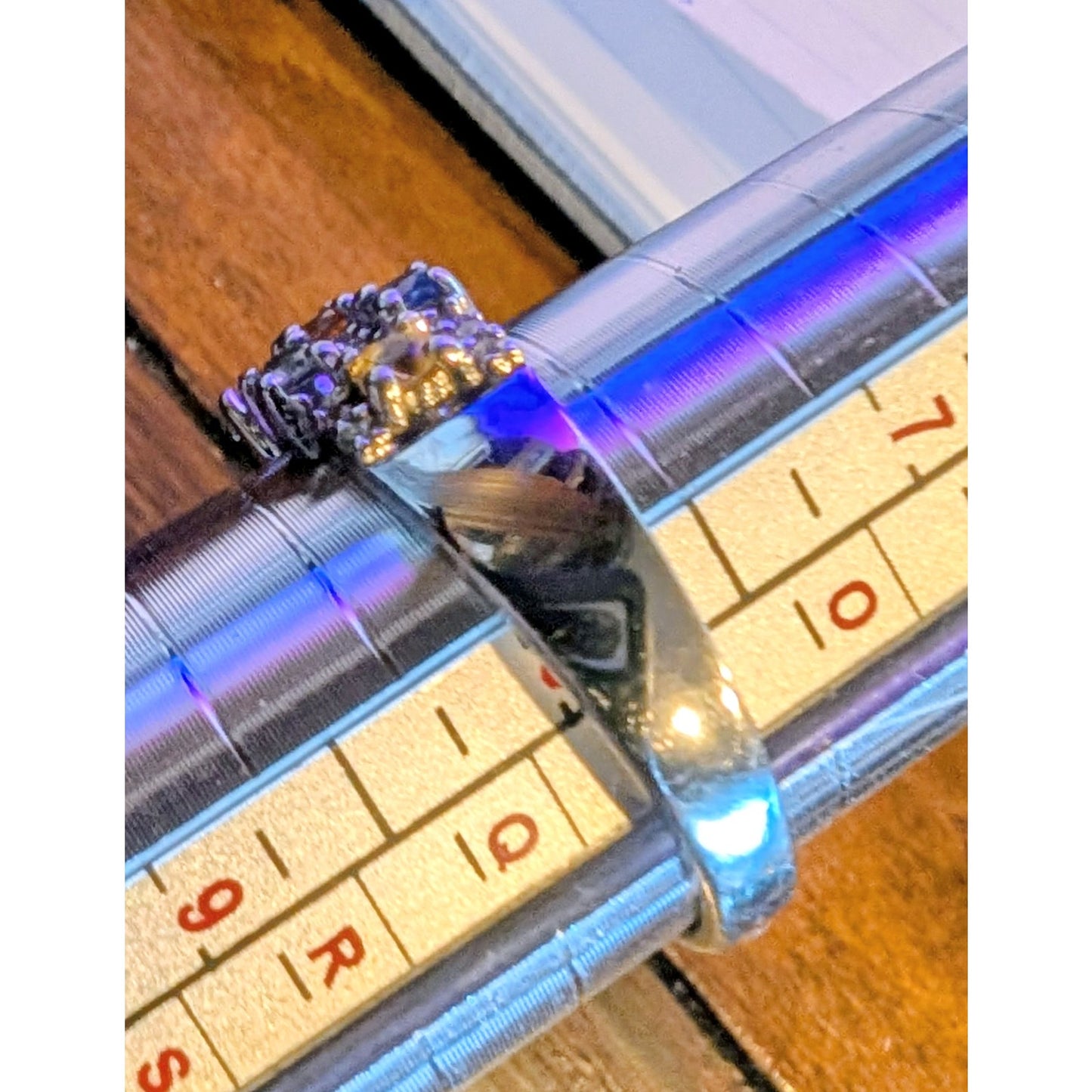 925 Sterling Silver Spinel Topaz & Diamond Ring Size 8