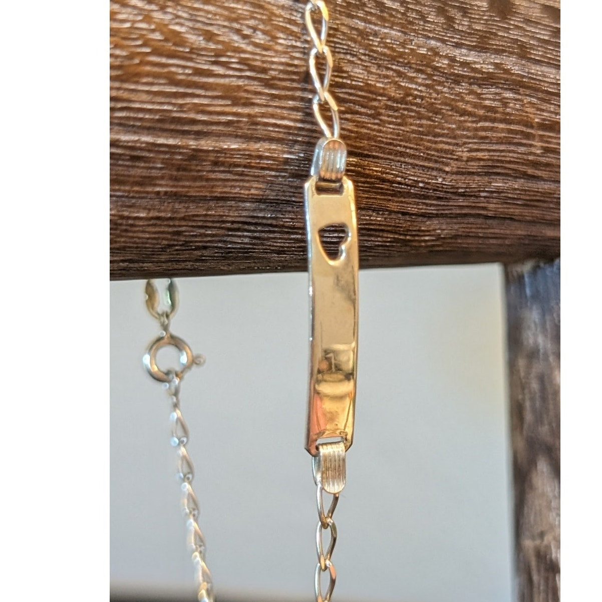 925 Italy Sterling Silver Oval Curb Link ID Heart Cut Out XL Bracelet/Anklet