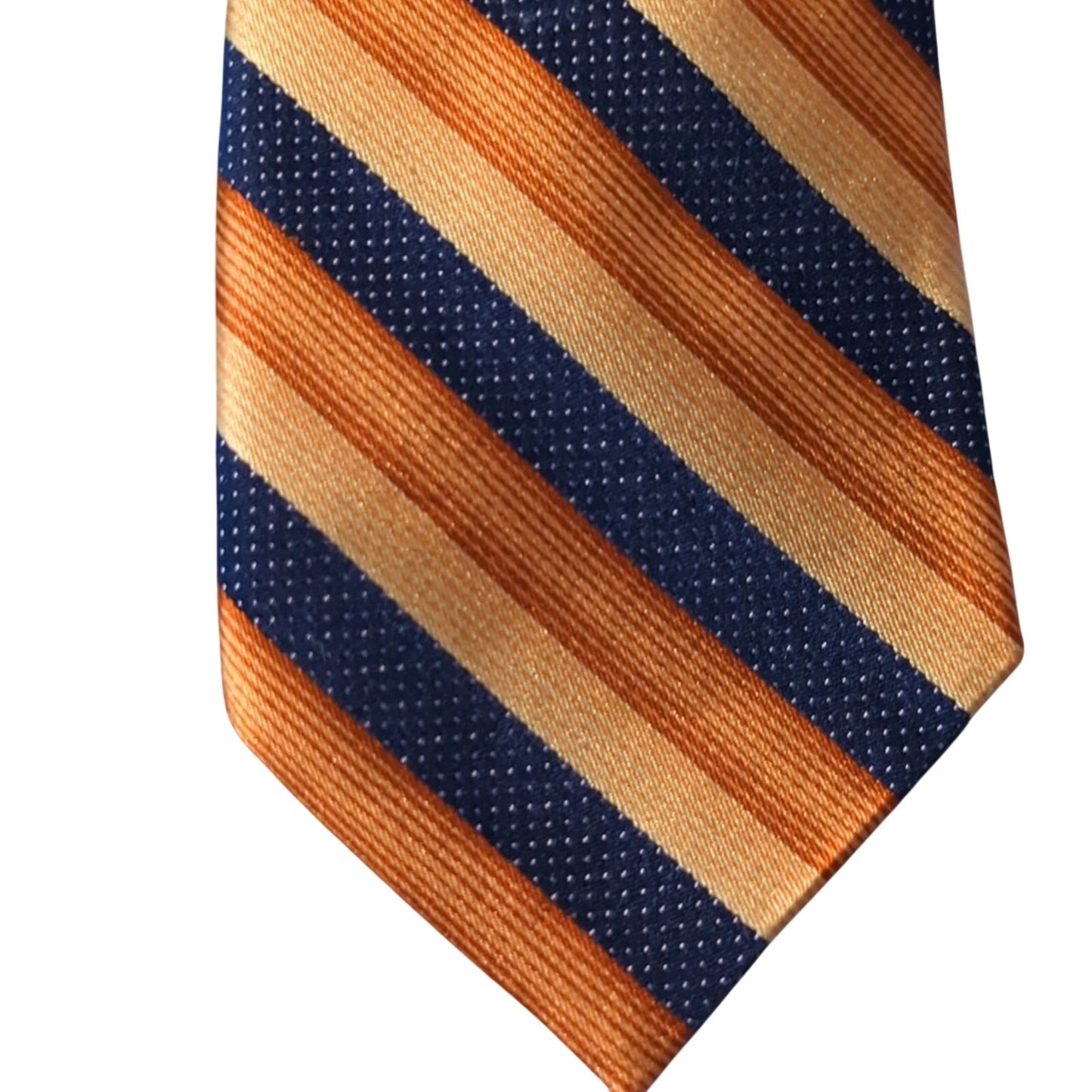 Ted Baker London 'Get Knotted' 100% Silk Orange/Navy Striped Made in the USA Tie