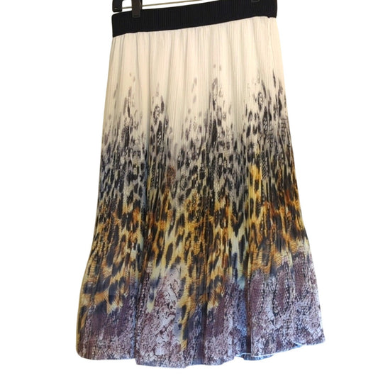 Studio West Apparel Women's Size L Animal Print Pleated Elastic Waist Skirt