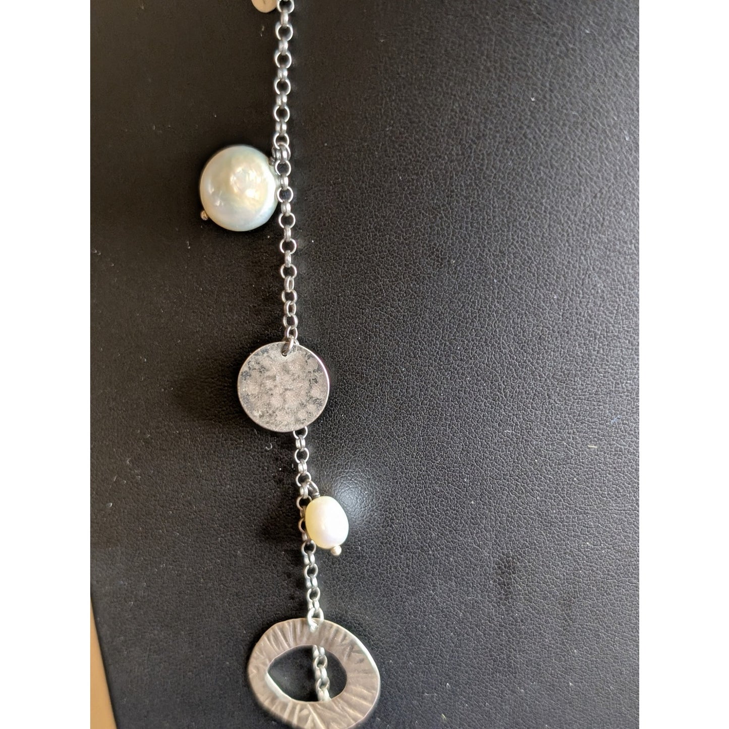 SILPADA Retired Pearl of a Girl Sterling Silver Coin & Pearl Dangle 36" Necklace